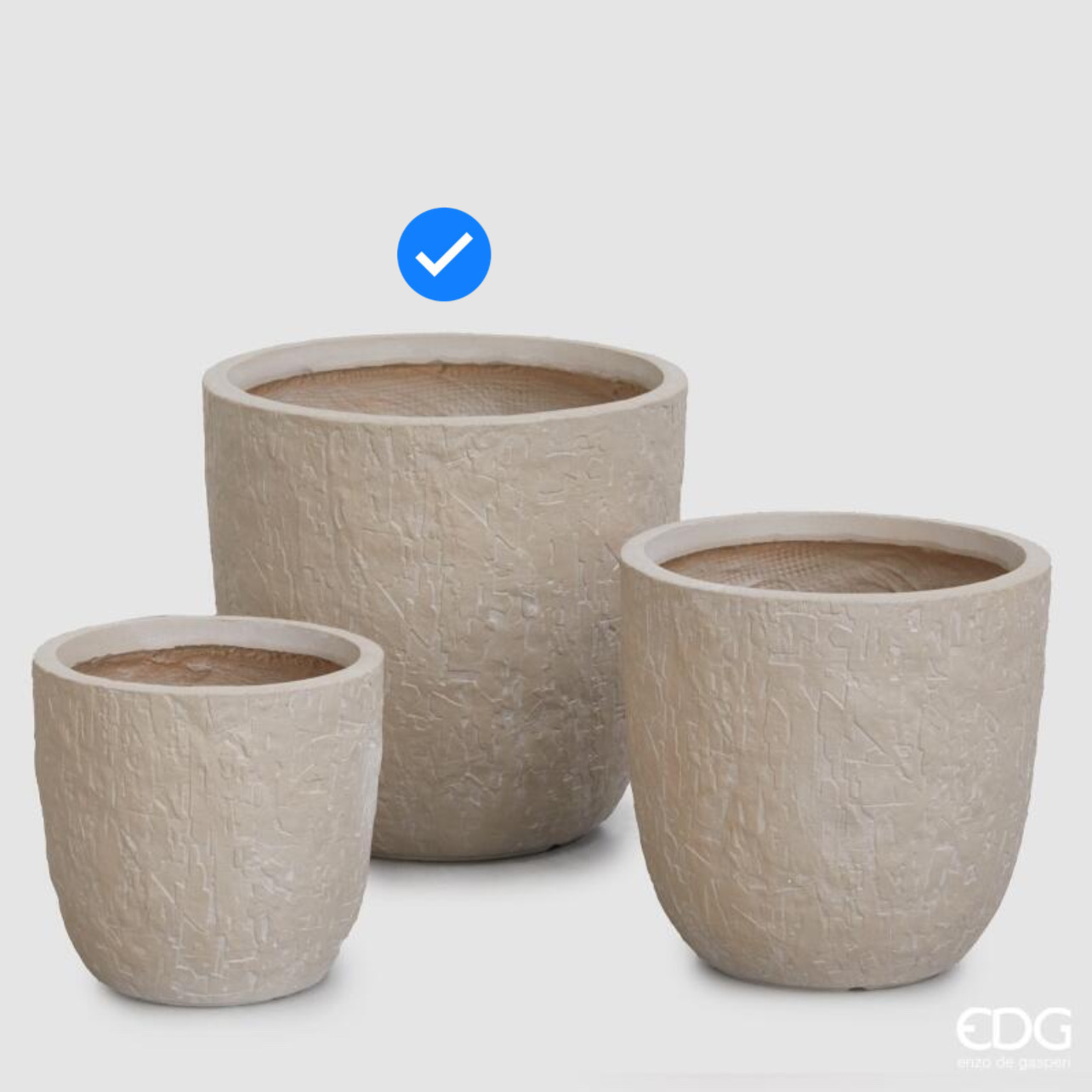 Vaso in Resinpietra Roccia Bombato Crema S3 M3 d.43 h.41 Edg