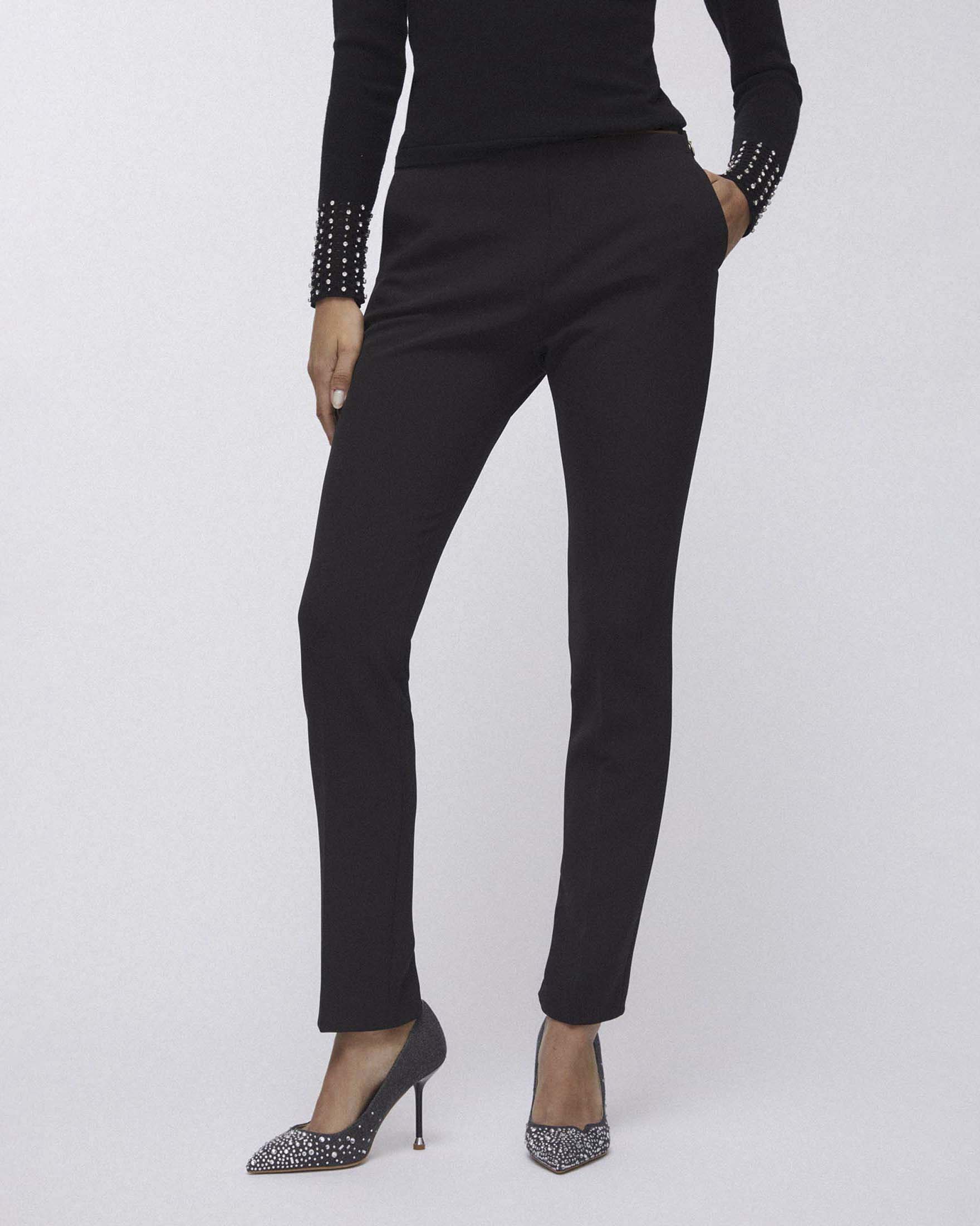 Pantaloni neri skinny in tessuto stretch Liu Jo a vita alta con chiusura zip image
