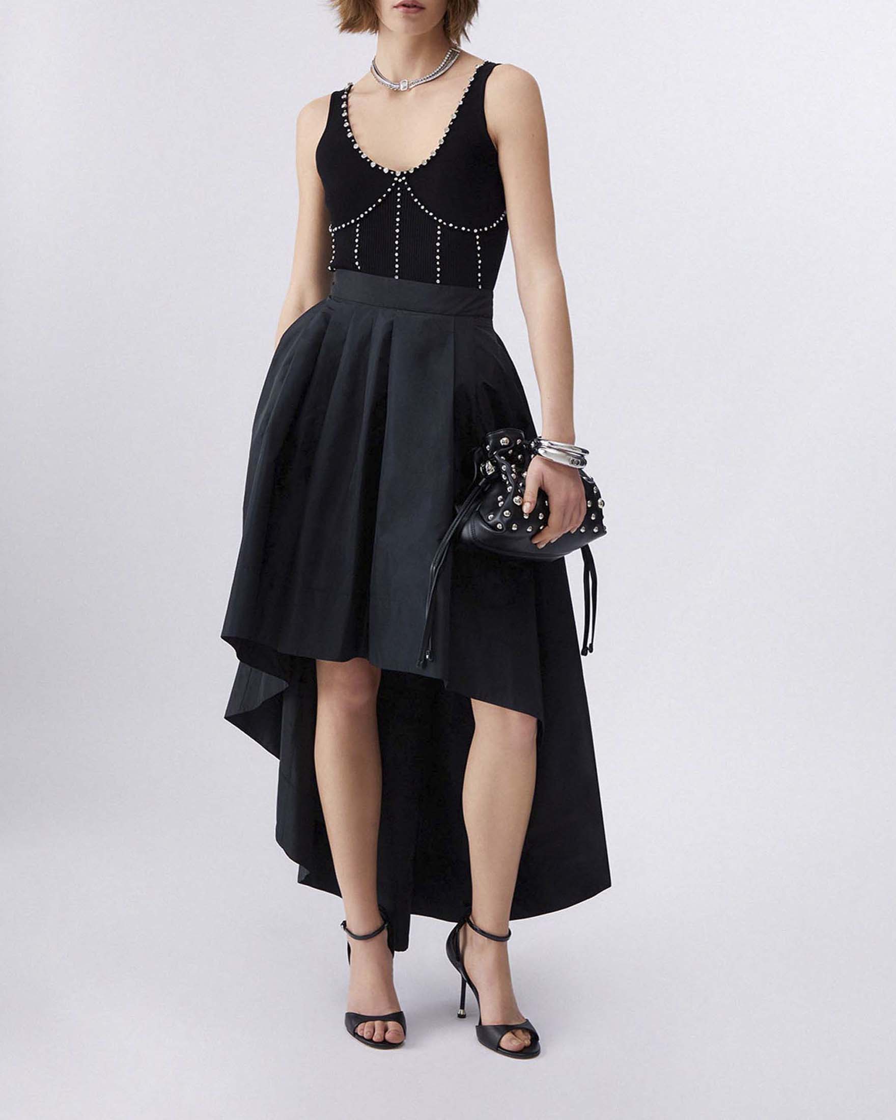 Gonna lunga asimmetrica nera Liu Jo in taffetà