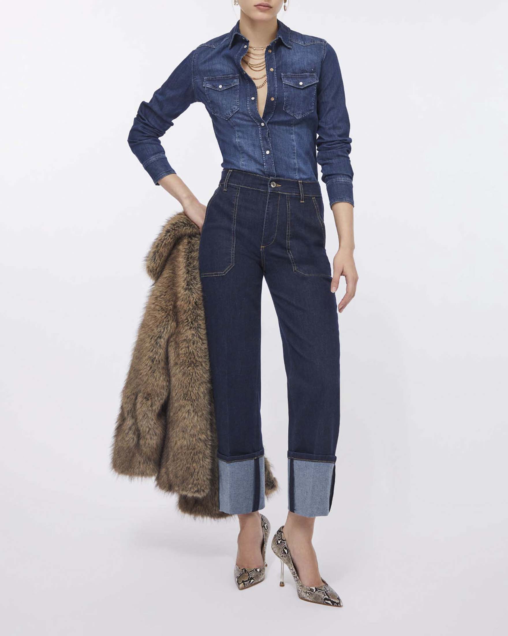 Camicia in denim stretch a maniche lunghe Liu Jo lavaggio medio stone washed
