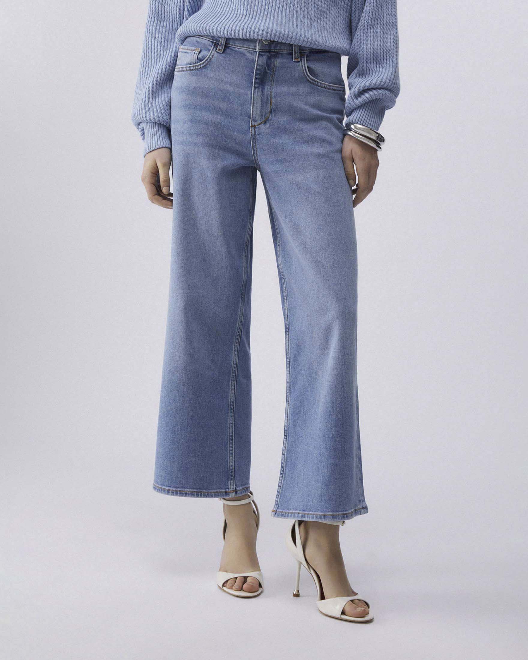 Jeans cropped Liu Jo lavaggio chiaro in cotone elasticizzato image