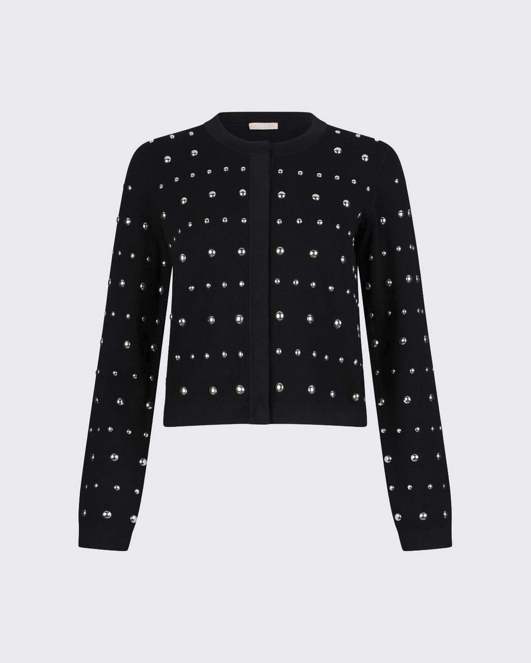 Cardigan Liu Jo nero in misto viscosa con borchie e strass applicati