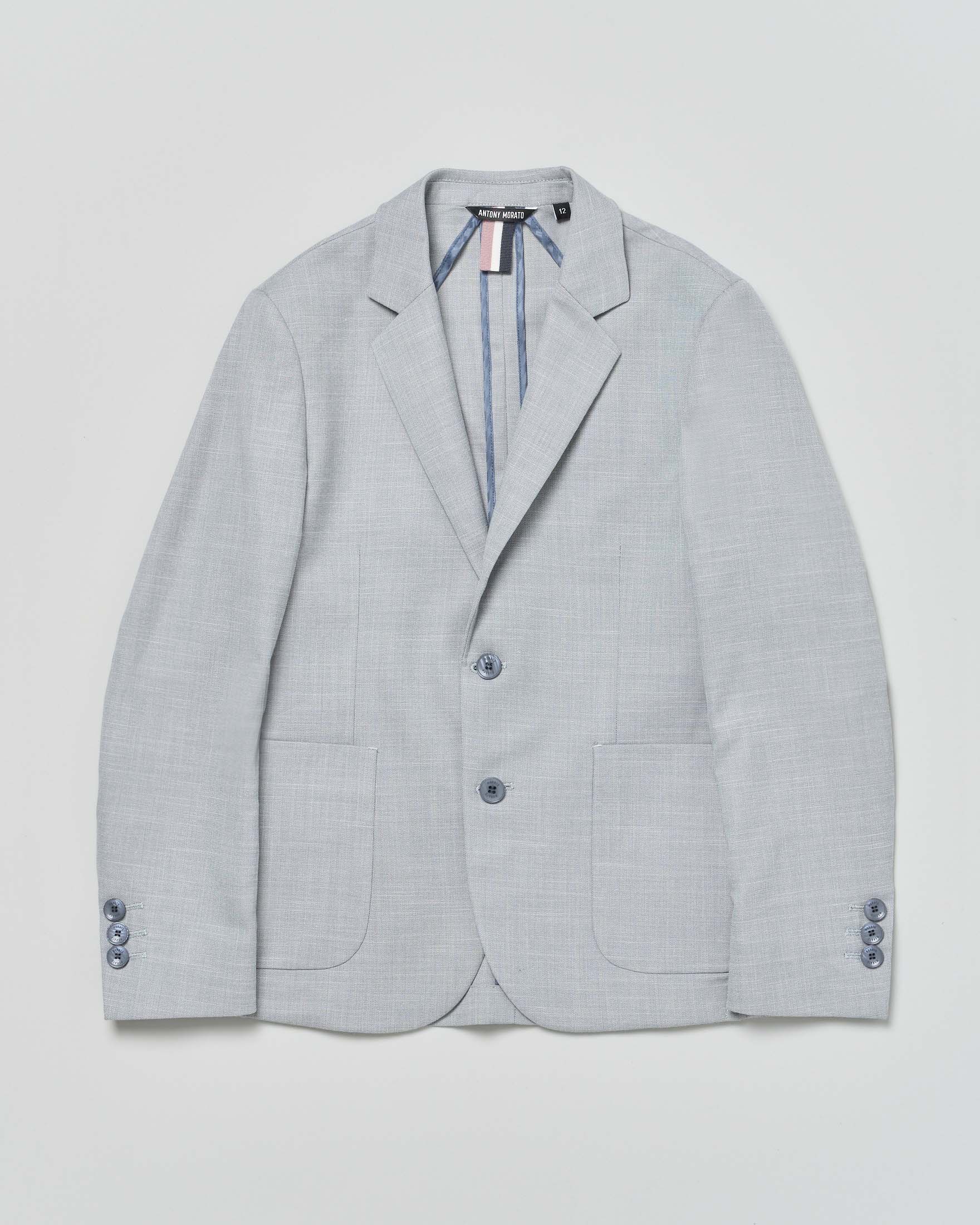 Blazer Antony Morato in grisaglia di misto viscosa azzurro e grigio monopetto