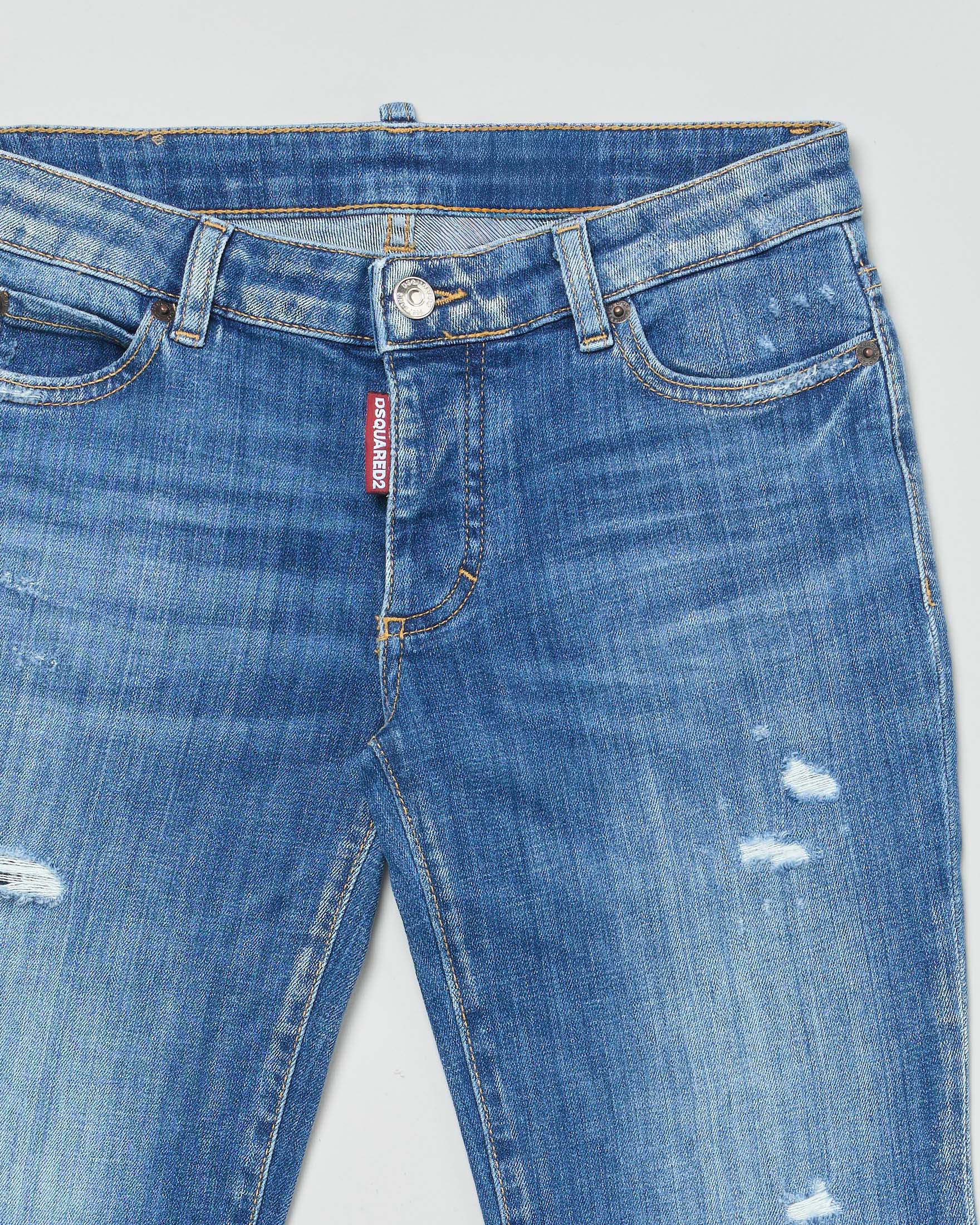 Jeans Dsquared2 straight fit lavaggio medio stone washed con baffature image