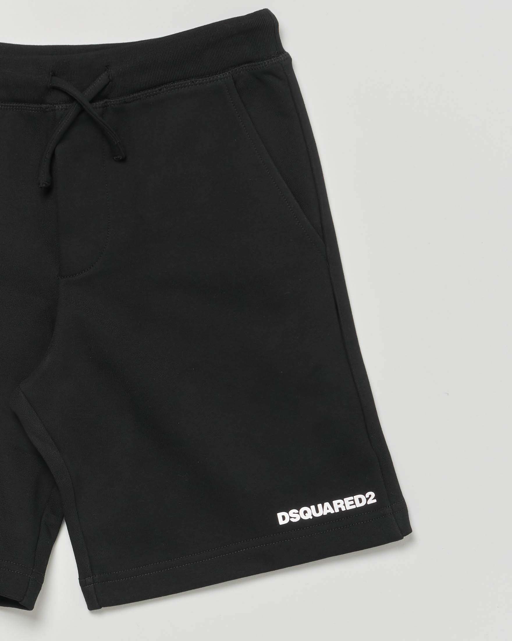 Bermuda nero Dsquared2 in puro cotone con mini logo bianco image