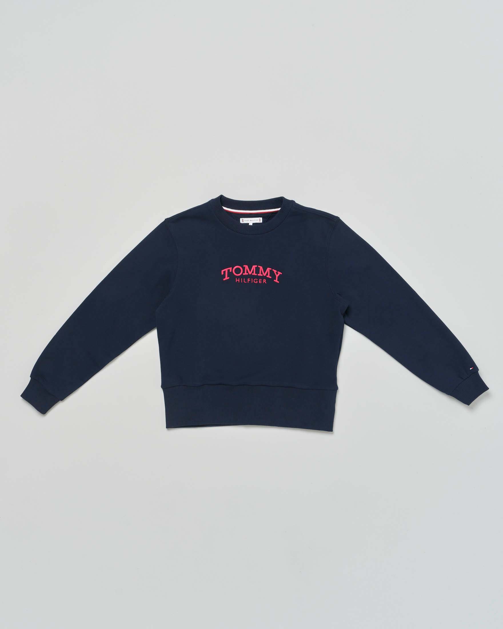 Felpa blu in misto cotone stile college