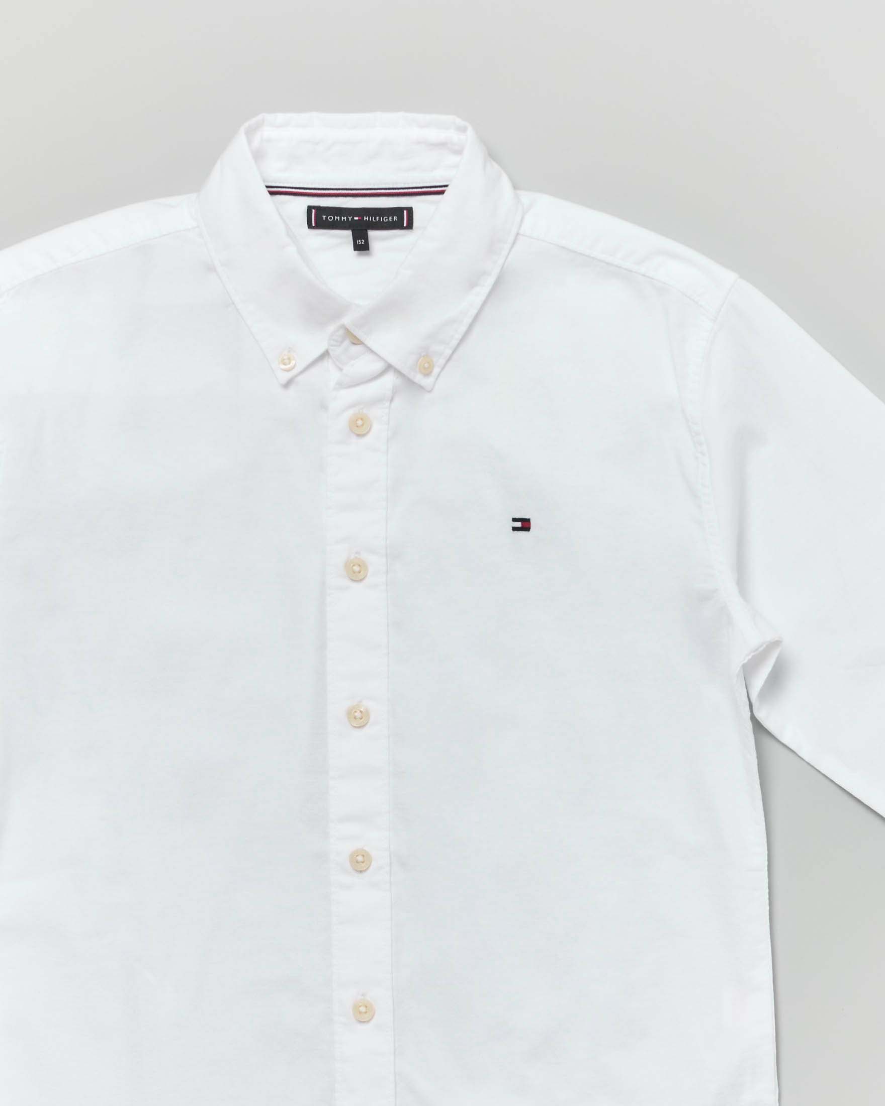 Camicia Tommy Hilfiger bianca Oxford in cotone stretch con mini logo image