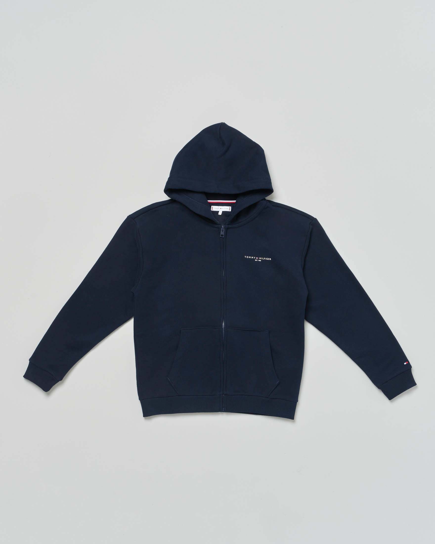Felpa Tommy Hilfiger blu in cotone con cappuccio e zip