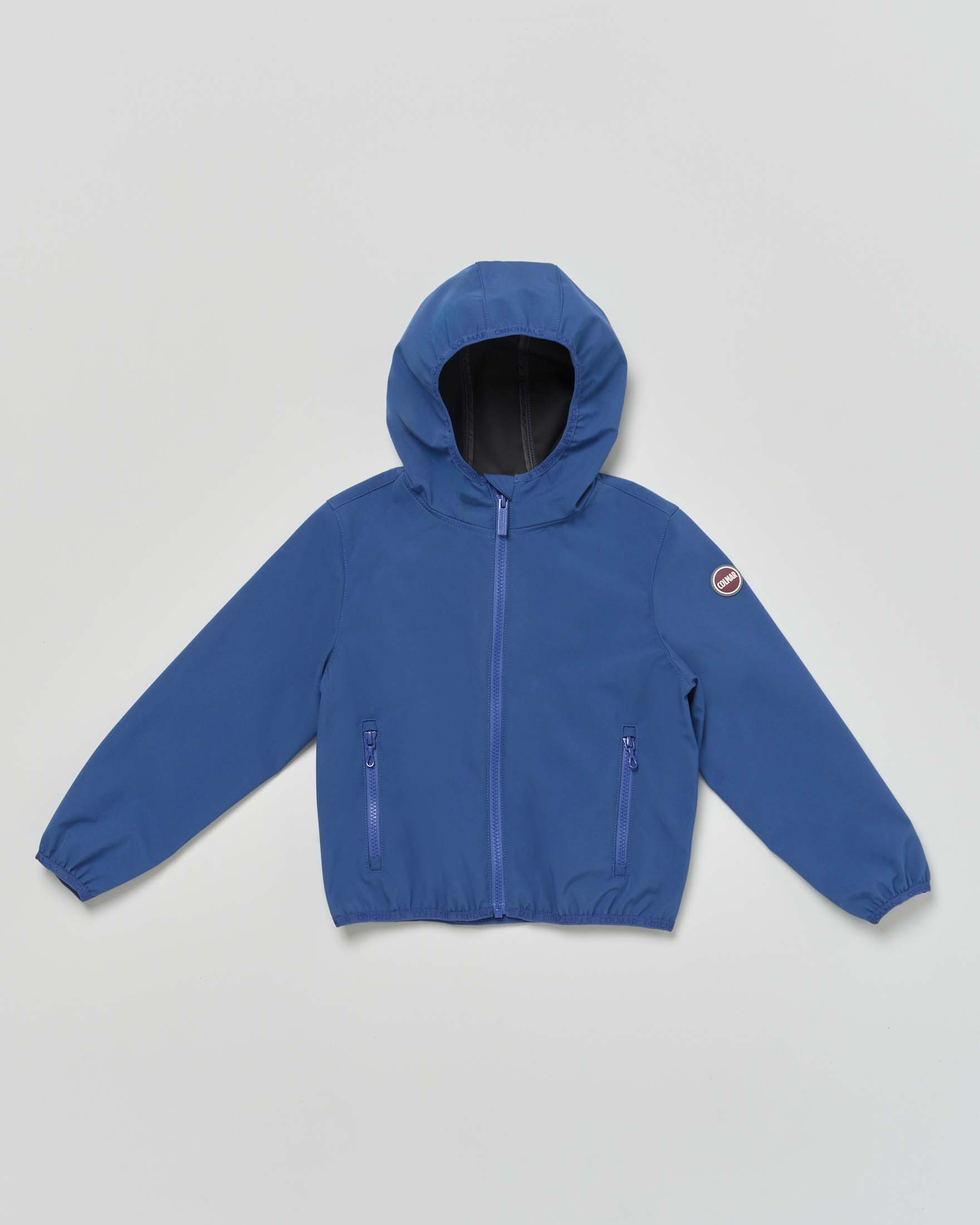 Giubbino Colmar Originals blu in softshell elasticizzato con cappuccio