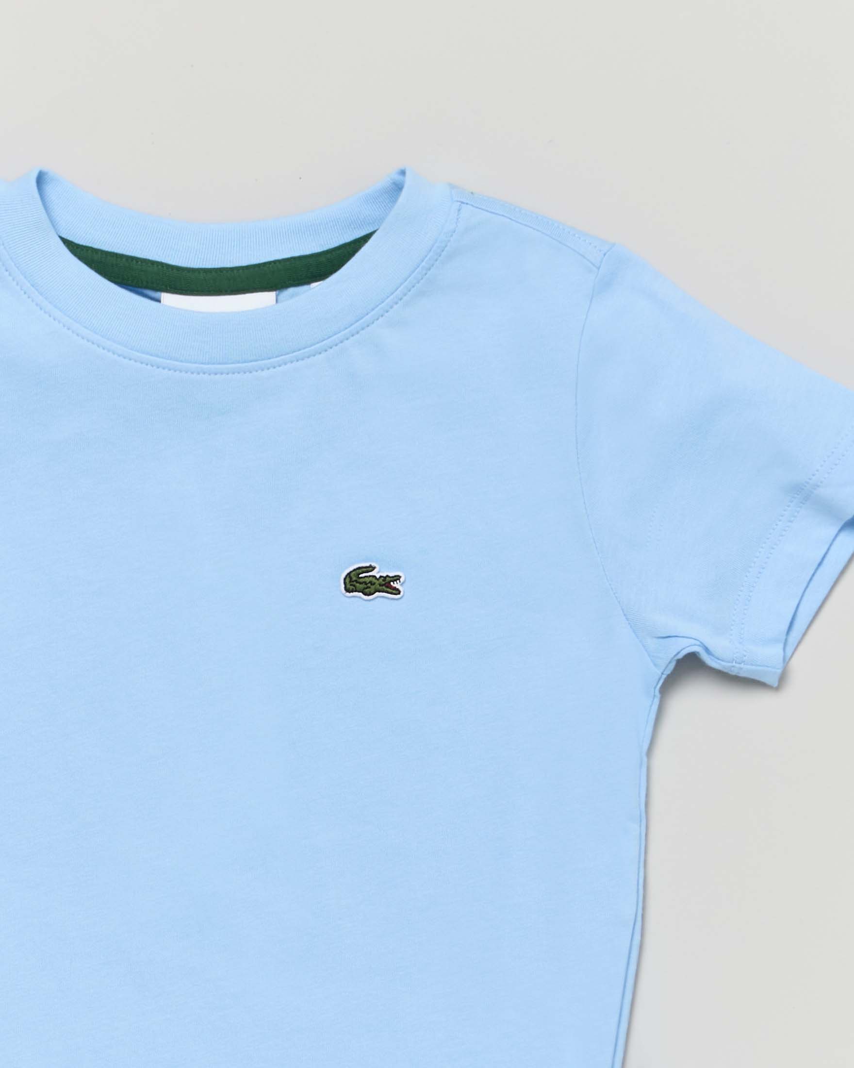 T-shirt Lacoste azzurra in puro cotone con mini logo coccodrillo image