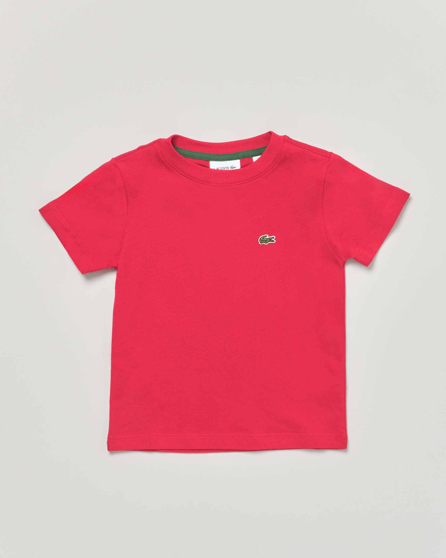 T-shirt rossa in puro cotone con mini logo coccodrillo