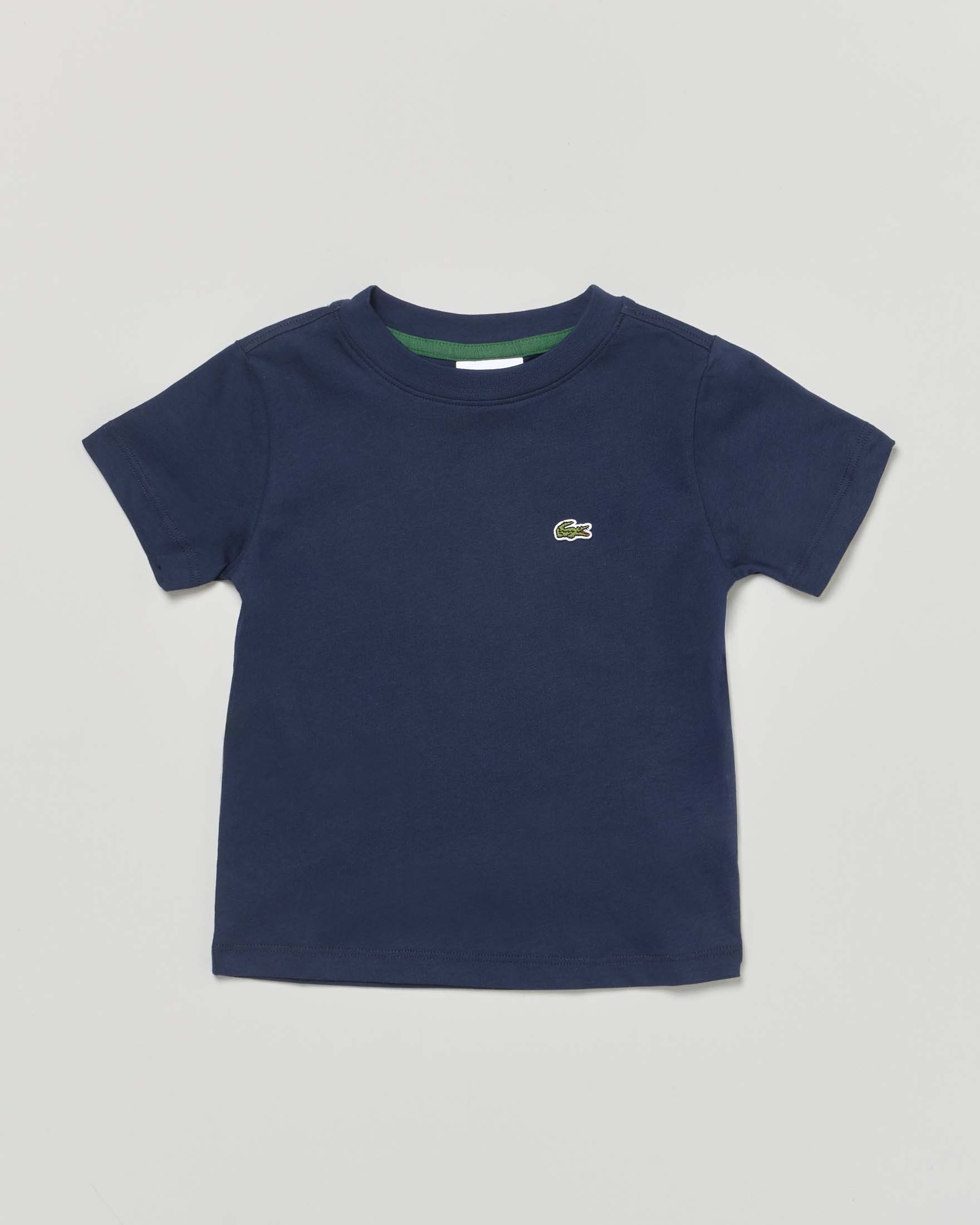 T-shirt Lacoste blu in puro cotone con mini logo coccodrillo