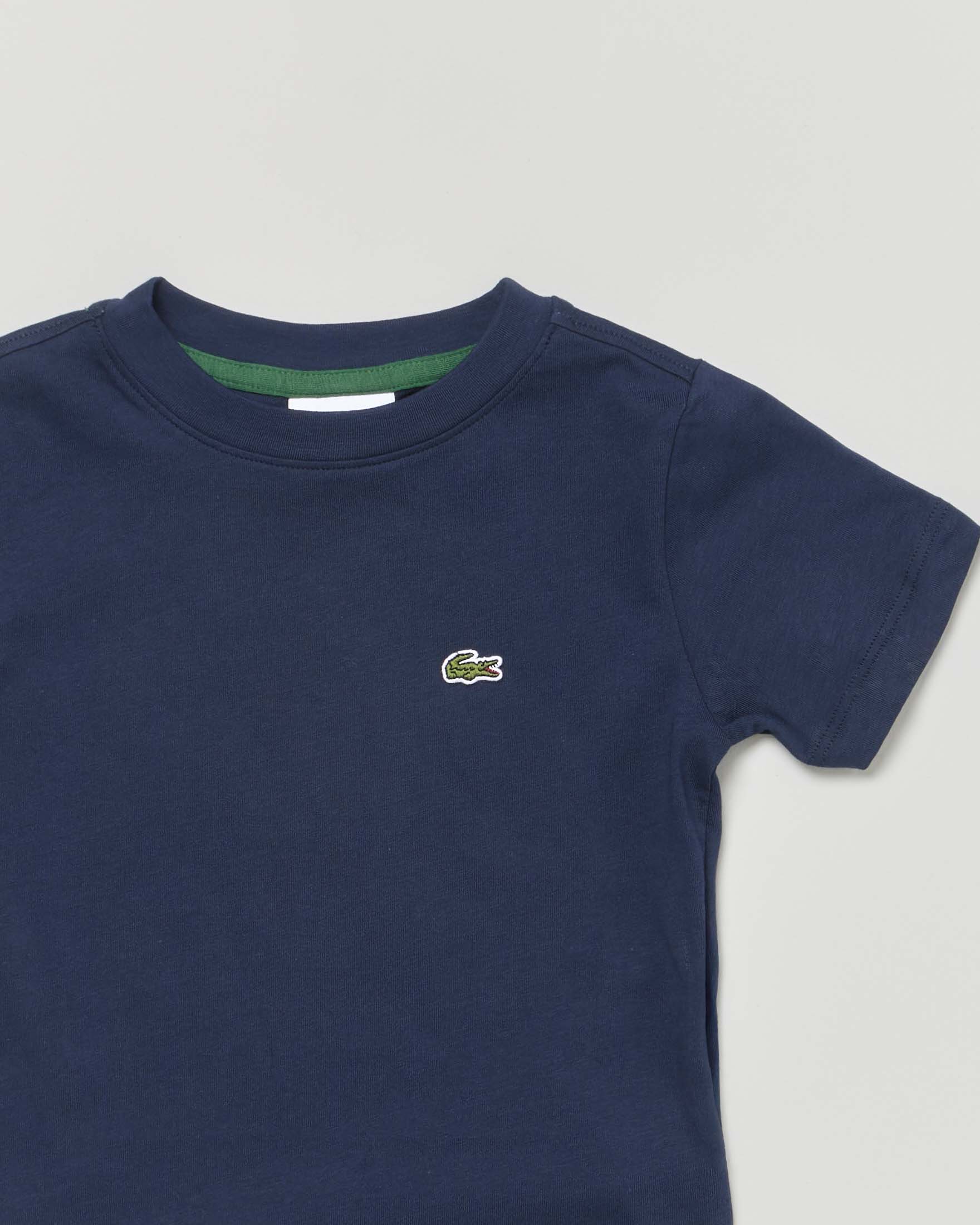 T-shirt Lacoste blu in puro cotone con mini logo coccodrillo image