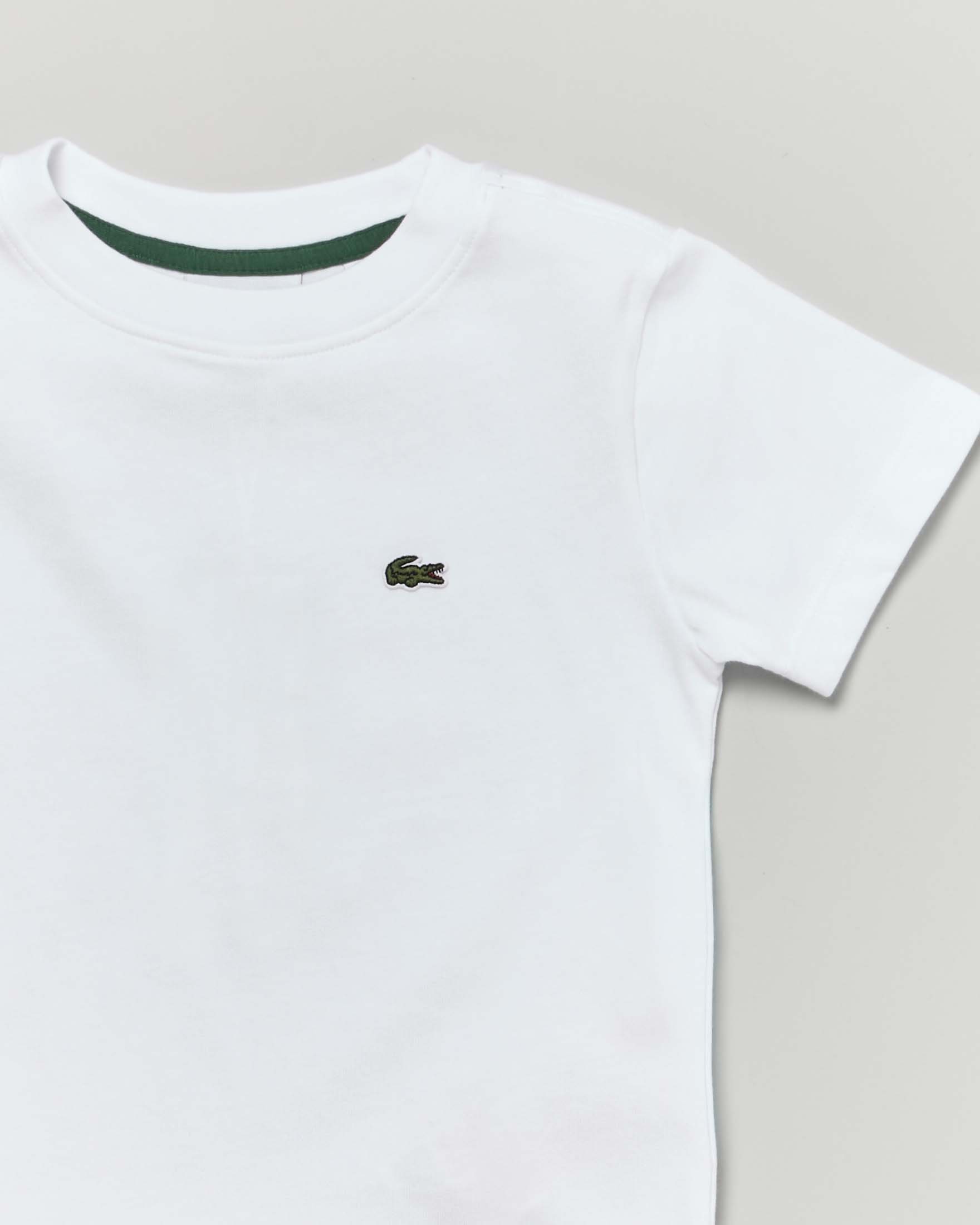 T-shirt Lacoste bianca in puro cotone con mini logo coccodrillo image