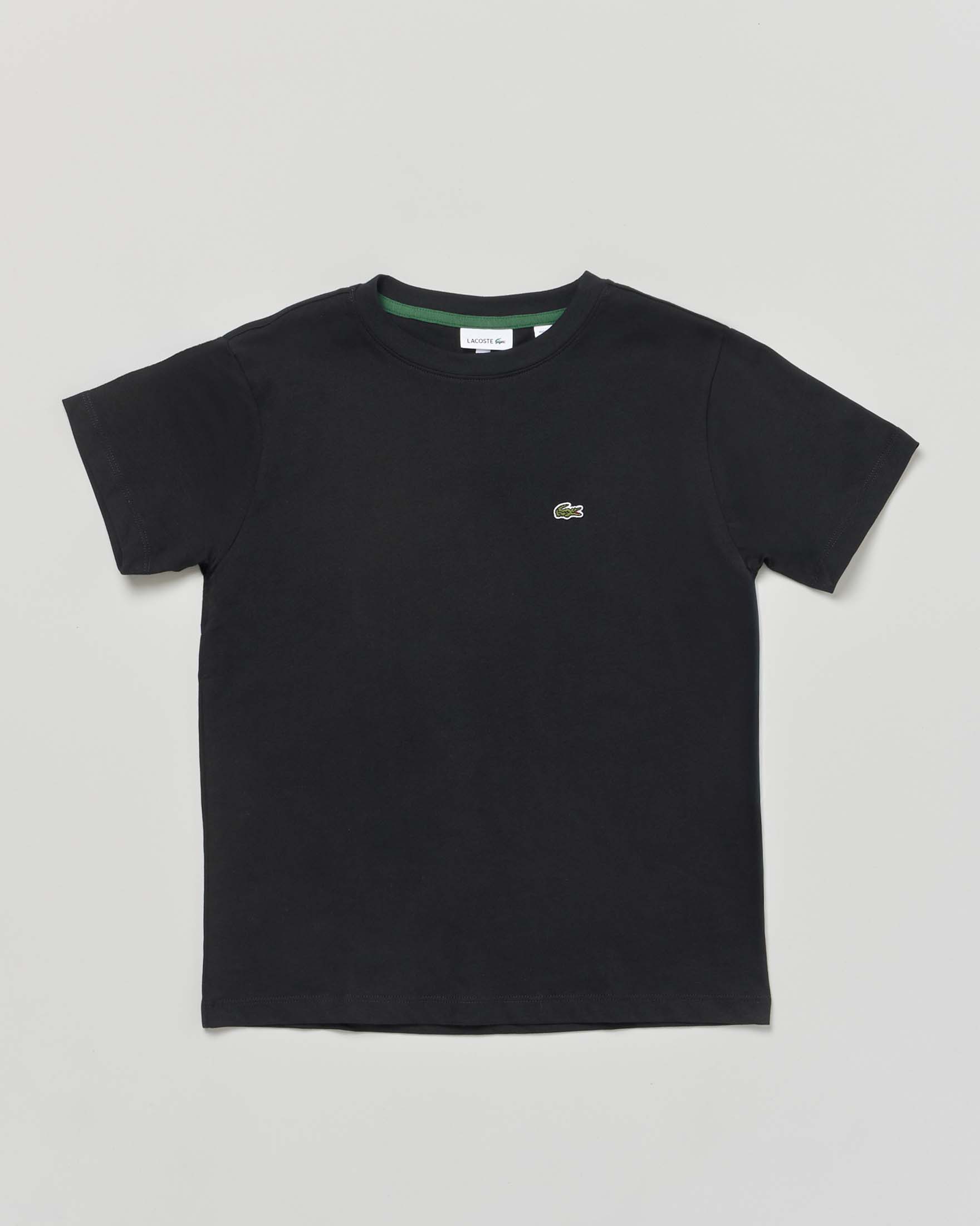 T-shirt nero in puro cotone con mini logo coccodrillo