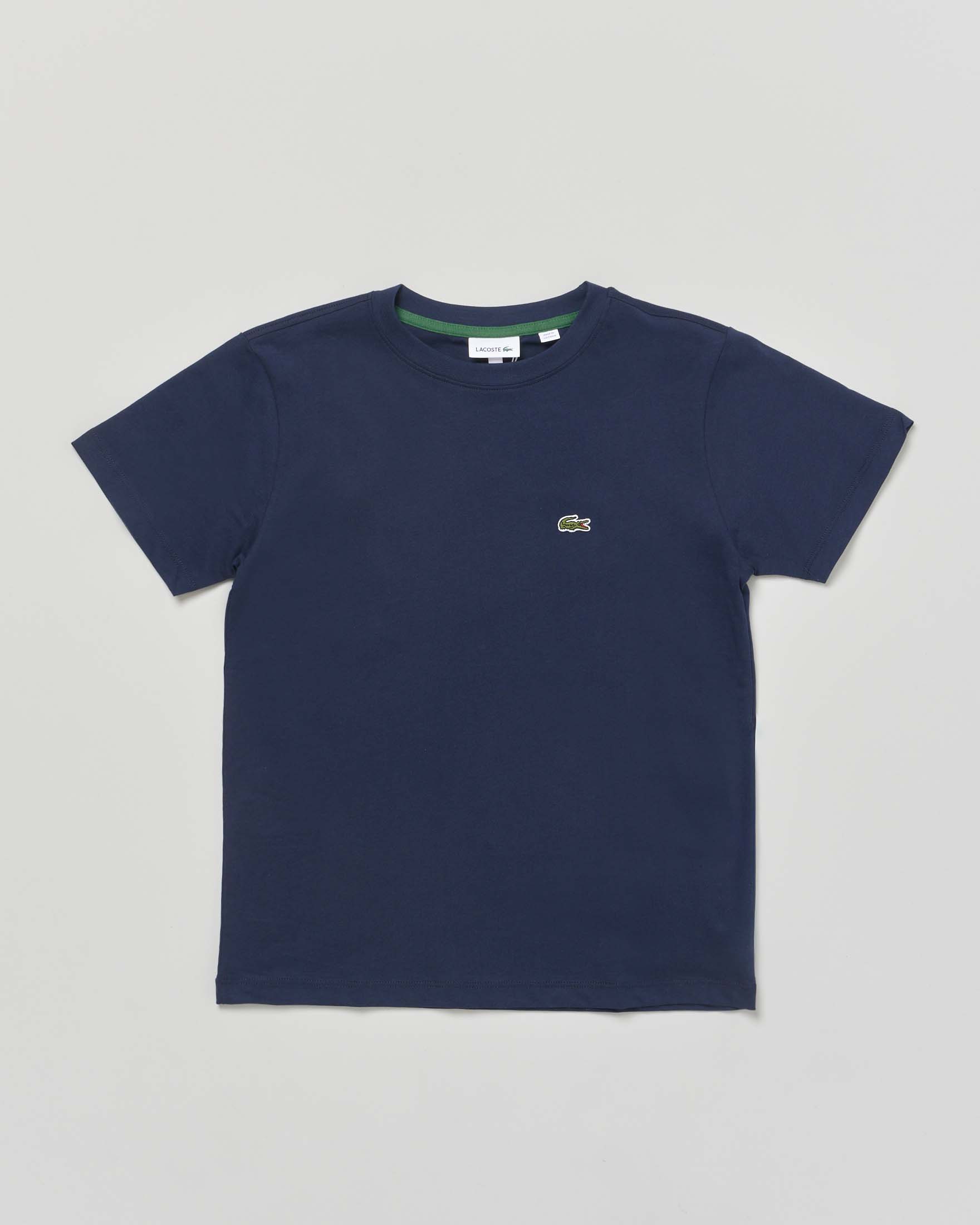 T-shirt blu in puro cotone con mini logo coccodrillo