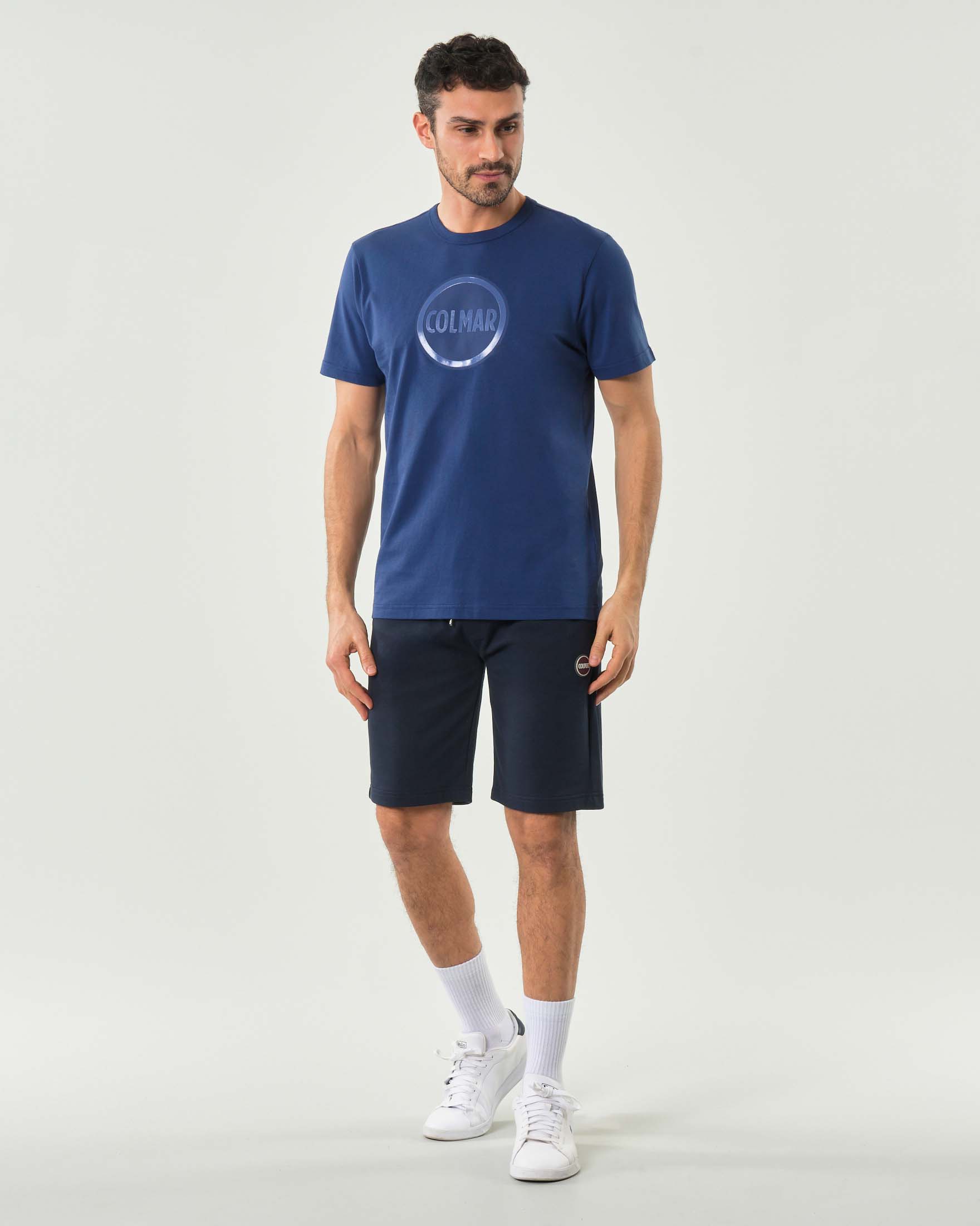 Bermuda blu Originals in felpa di cotone con logo bollo applicato