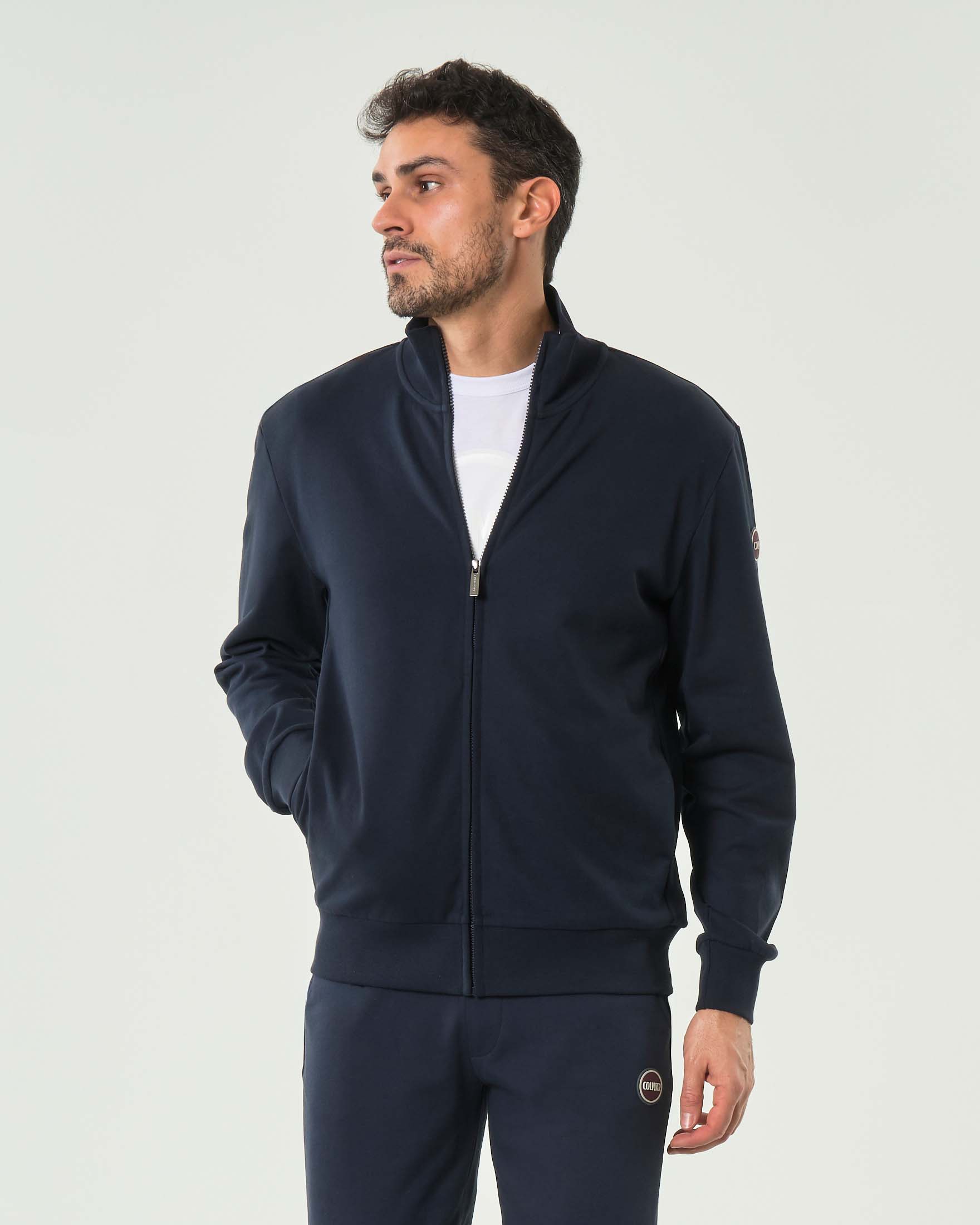 Felpa blu Originals in puro cotone con chiusura zip e tasche a filo