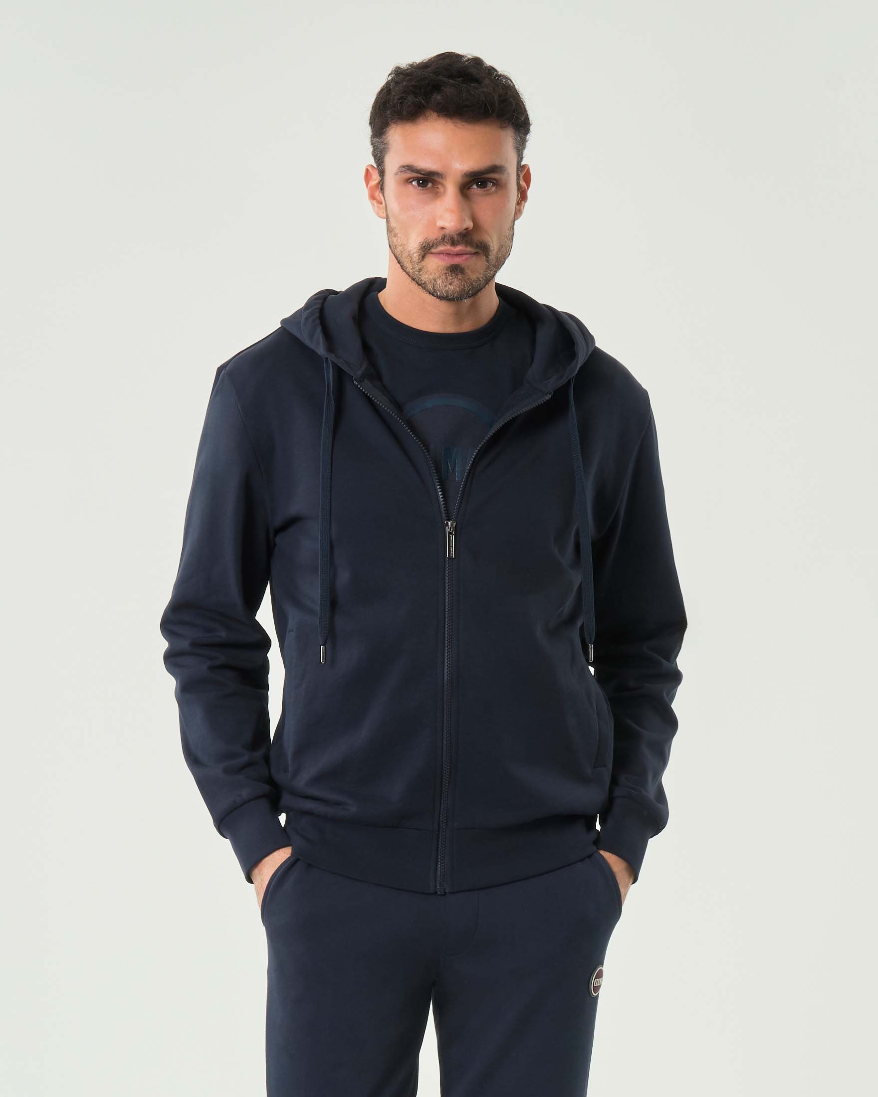 Felpa blu Colmar Originals in puro cotone con cappuccio e chiusura zip