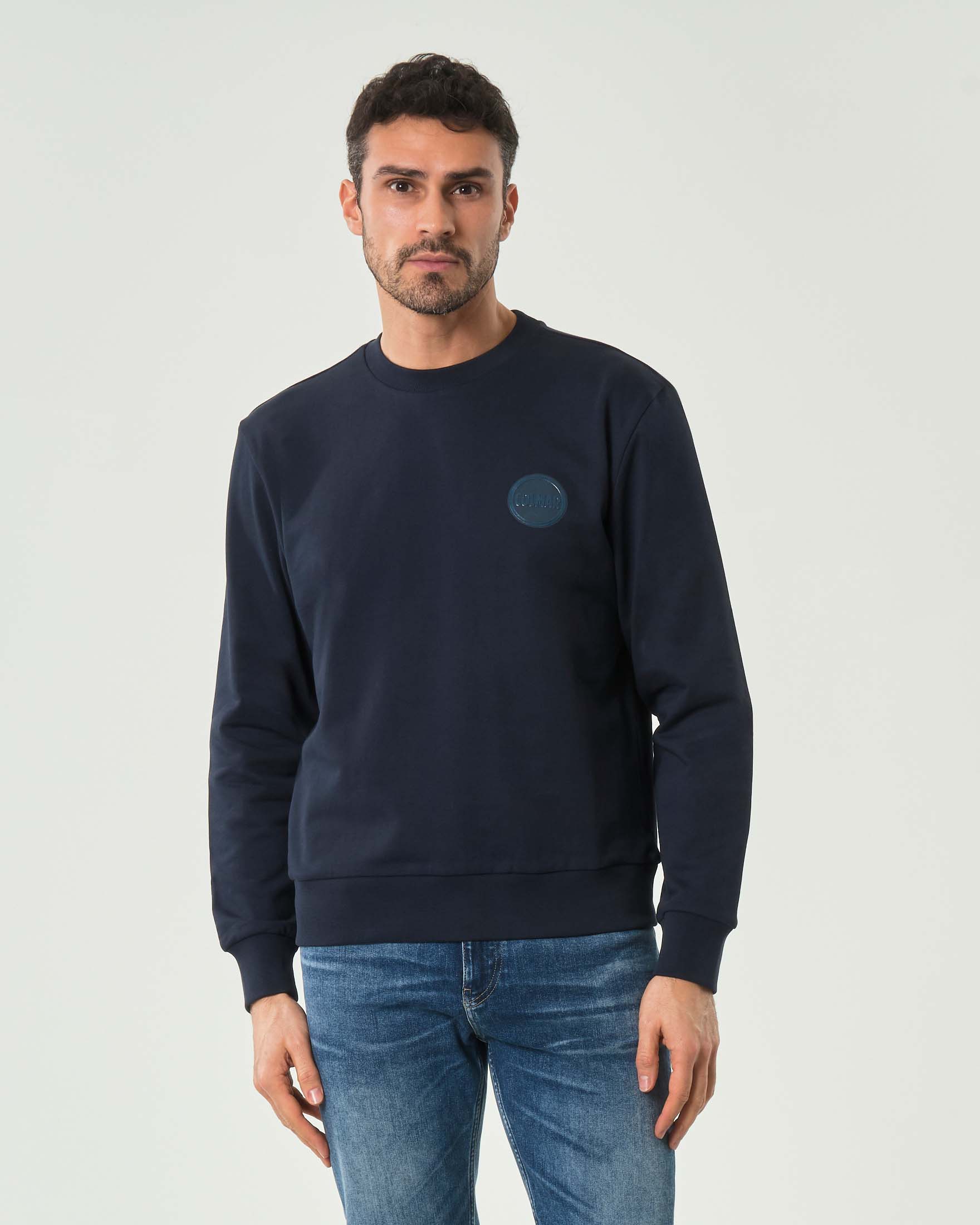 Felpa blu Colmar Originals con logo bollo applicato tono su tono sul petto