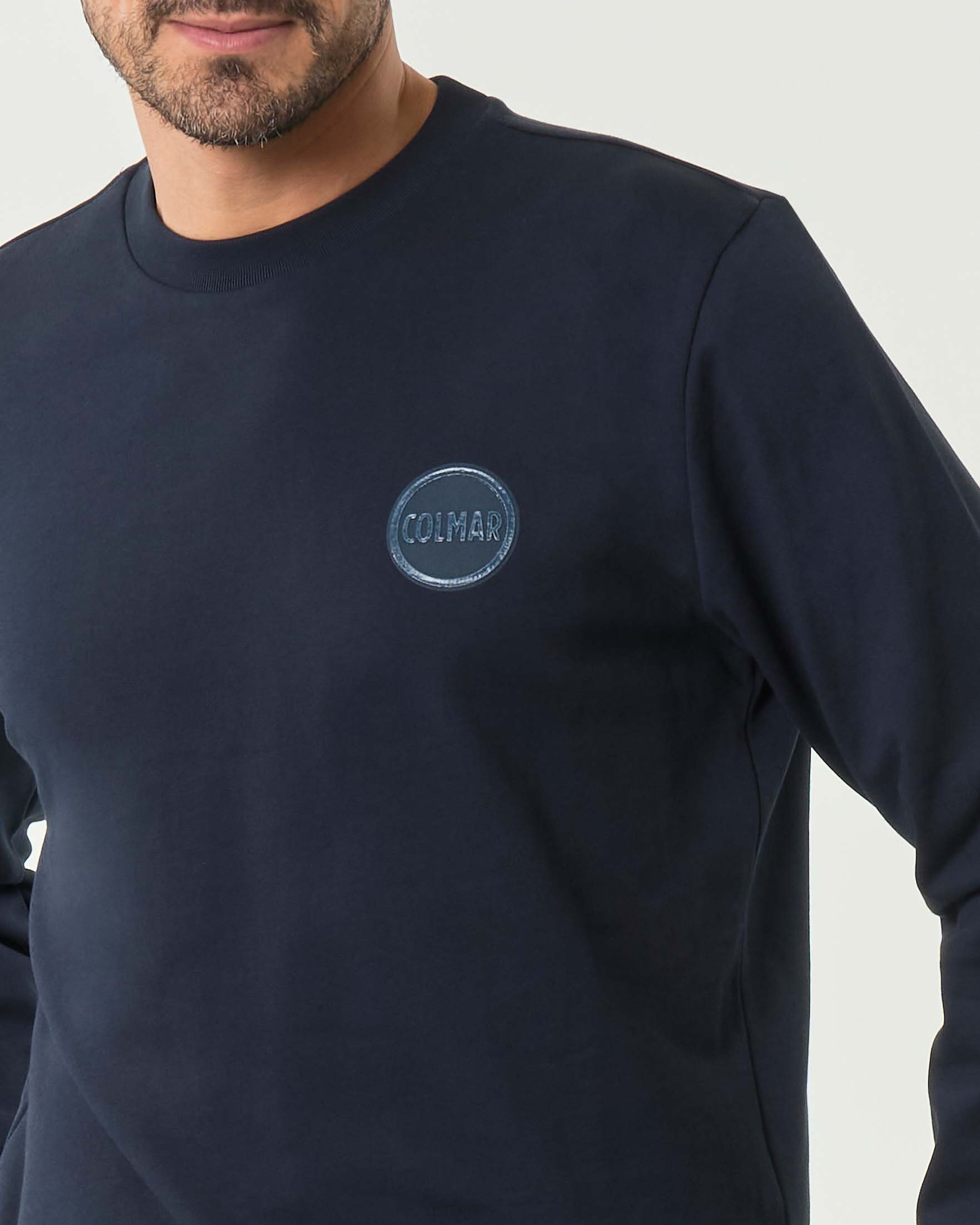Felpa blu Colmar Originals con logo bollo applicato tono su tono sul petto image