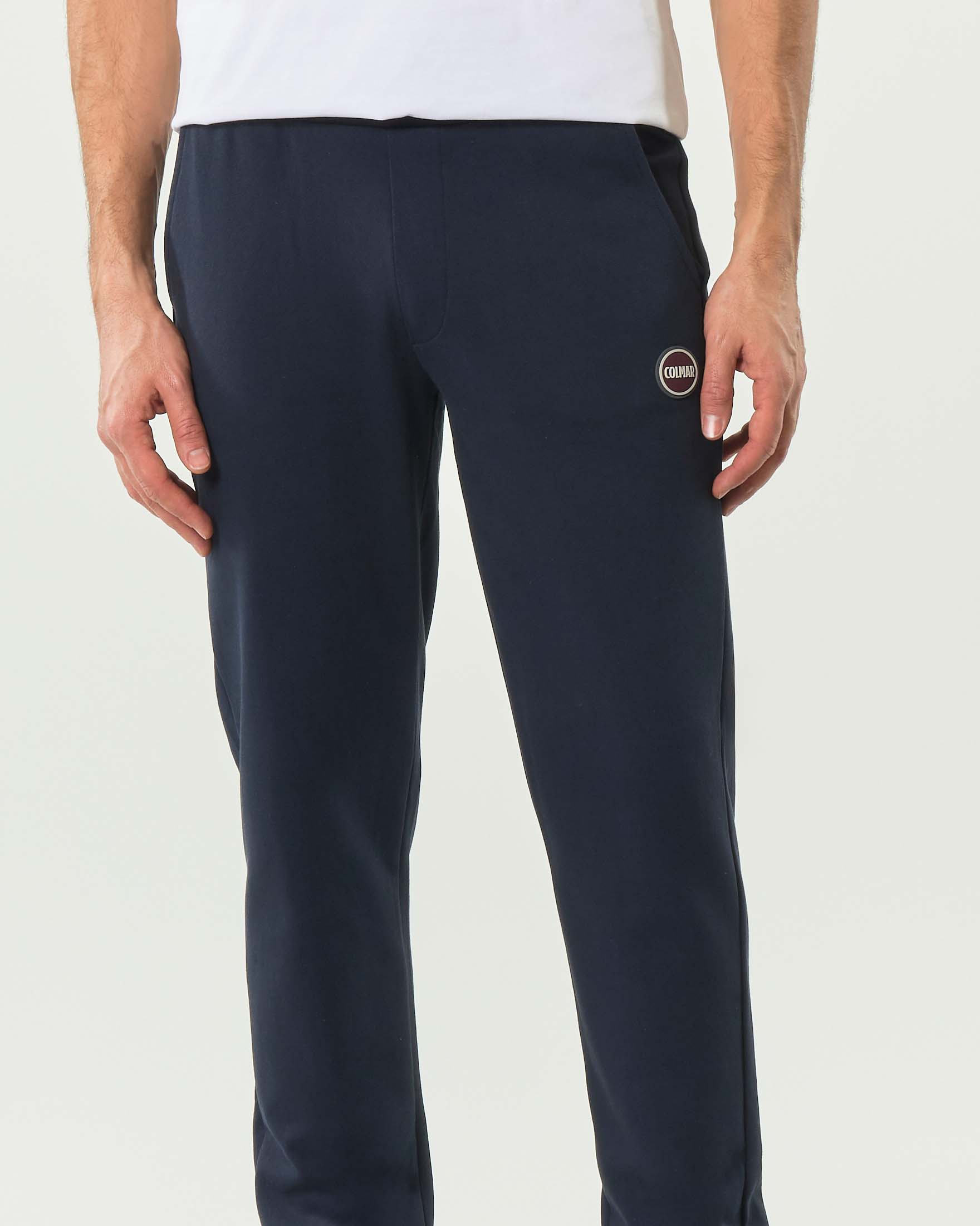 Pantalone blu Colmar Originals in felpa di cotone con logo bollo applicato image