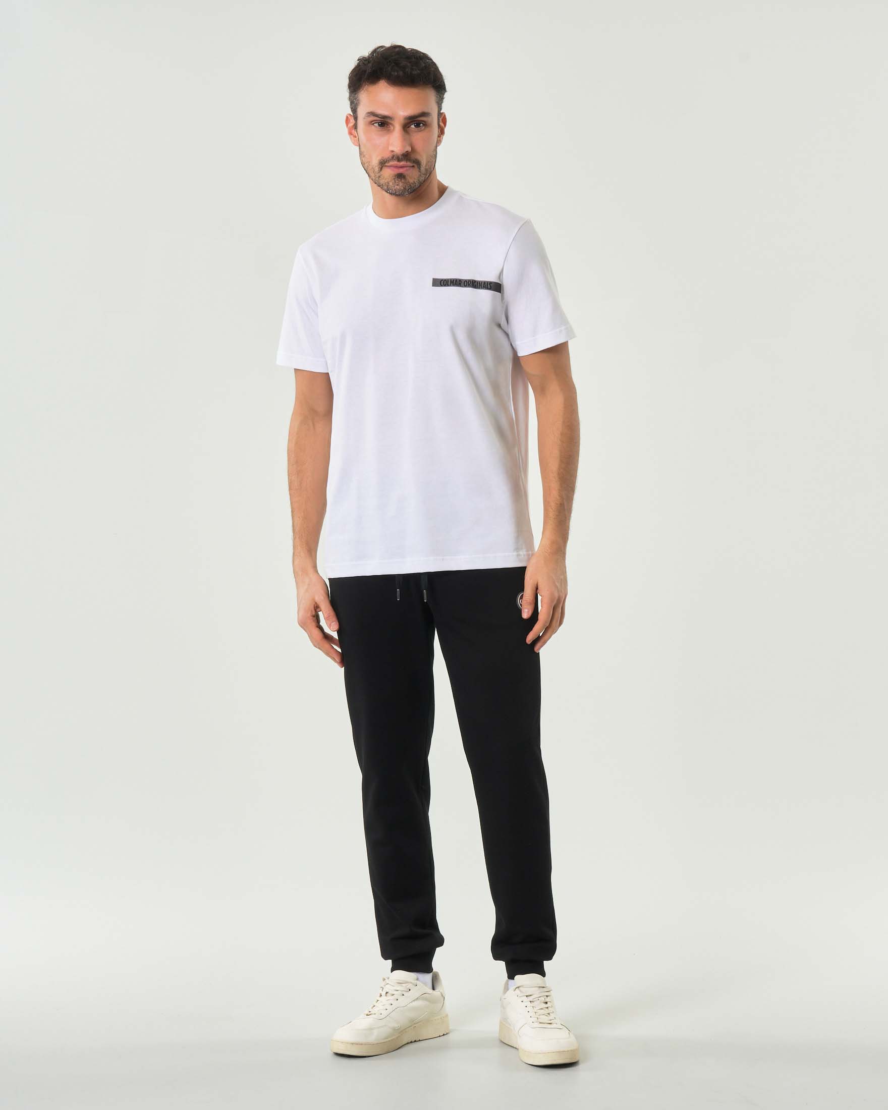 Pantalone nero Colmar Originals in felpa di cotone con logo bollo applicato