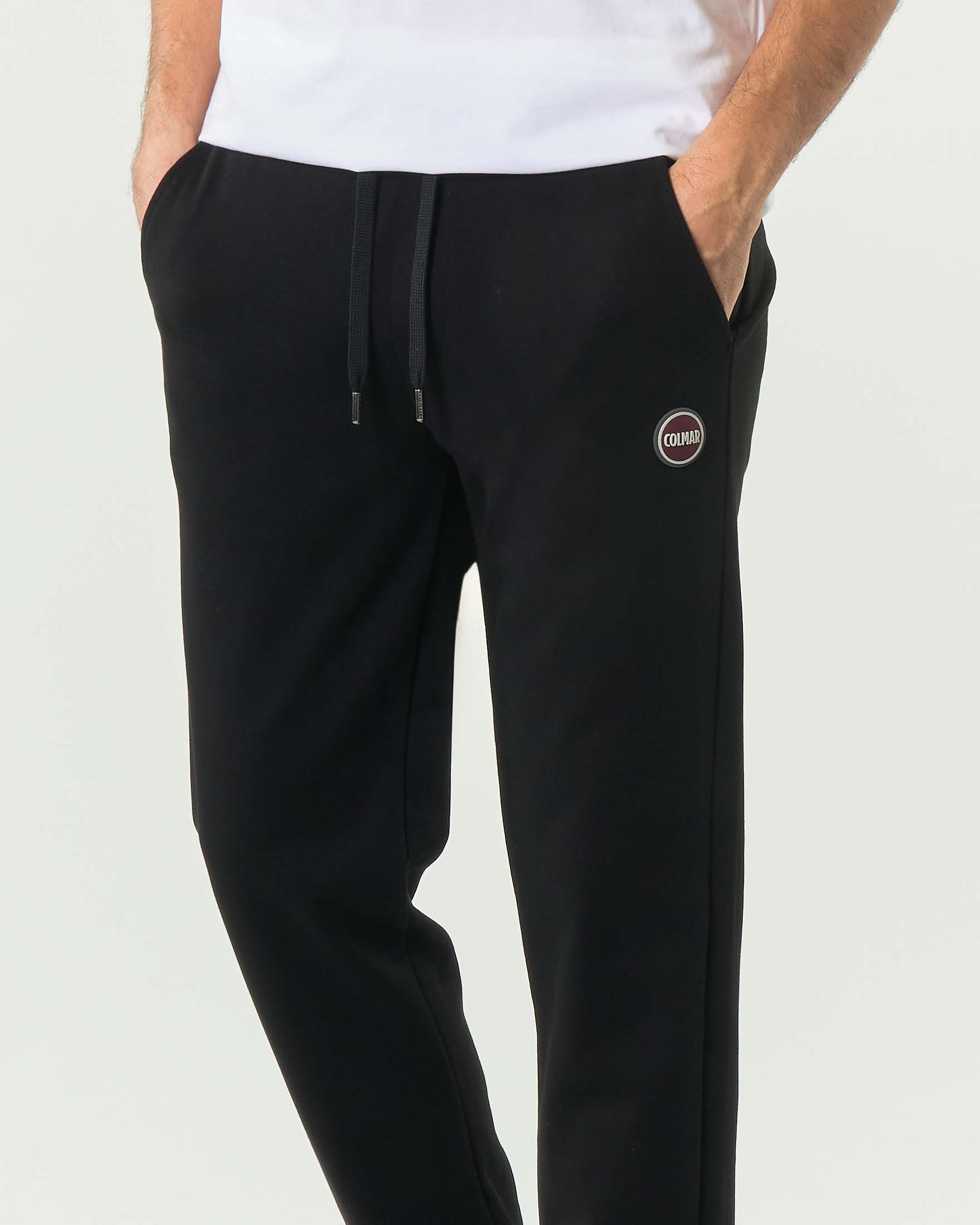 Pantalone nero Colmar Originals in felpa di cotone con logo bollo applicato image