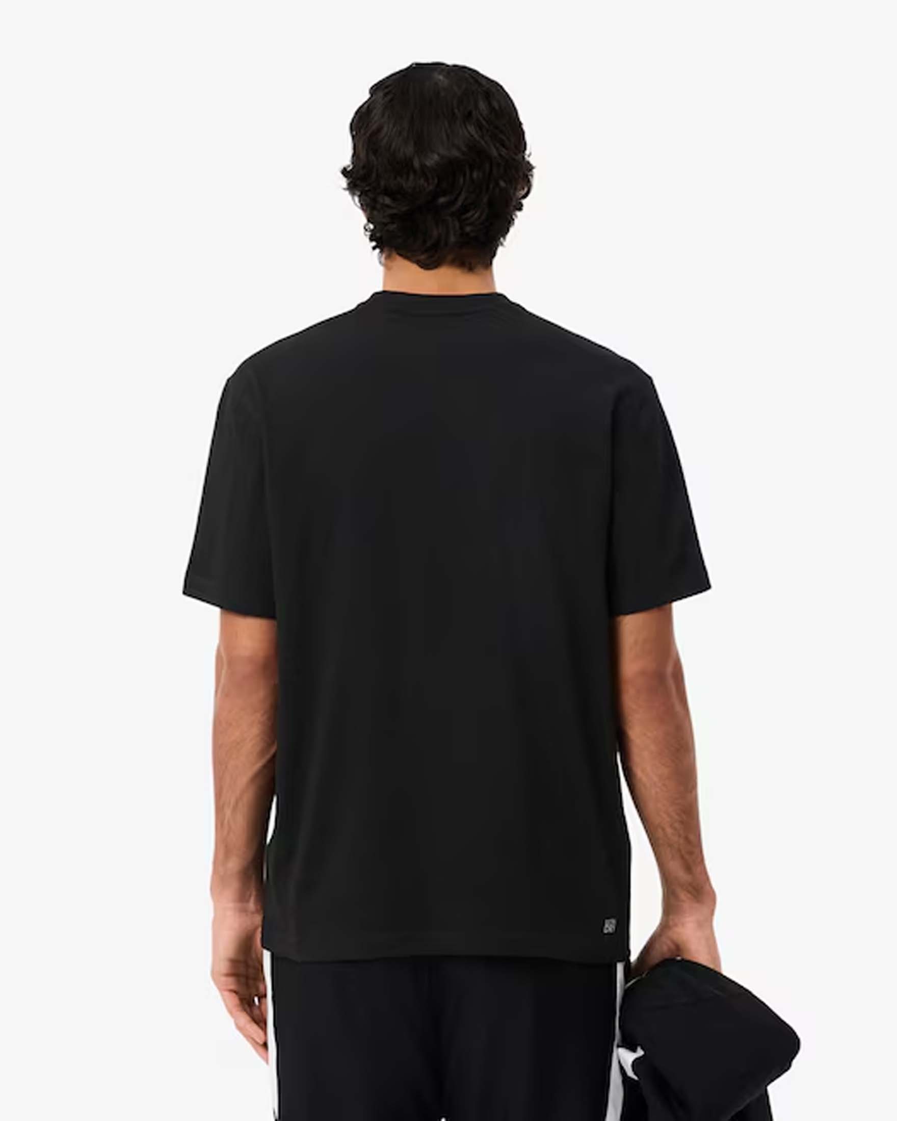 T-shirt Lacoste nera mezza manica con logo coccodrillo ricamato image