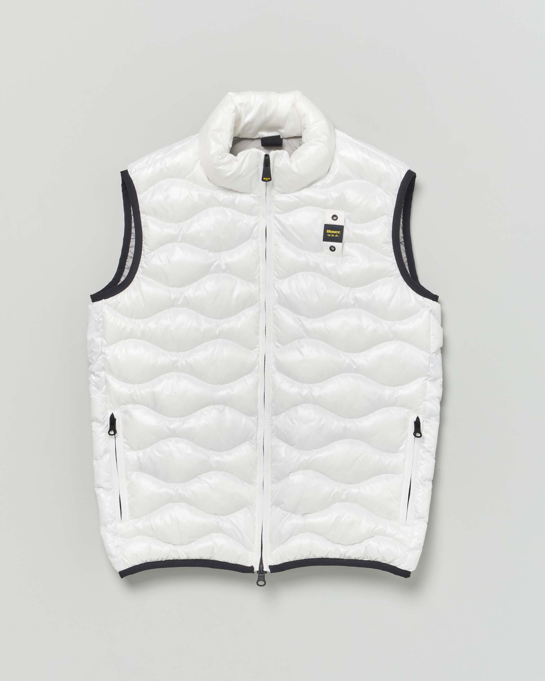 Piumino gilet Blauer Danny bianco trapuntato ad onde