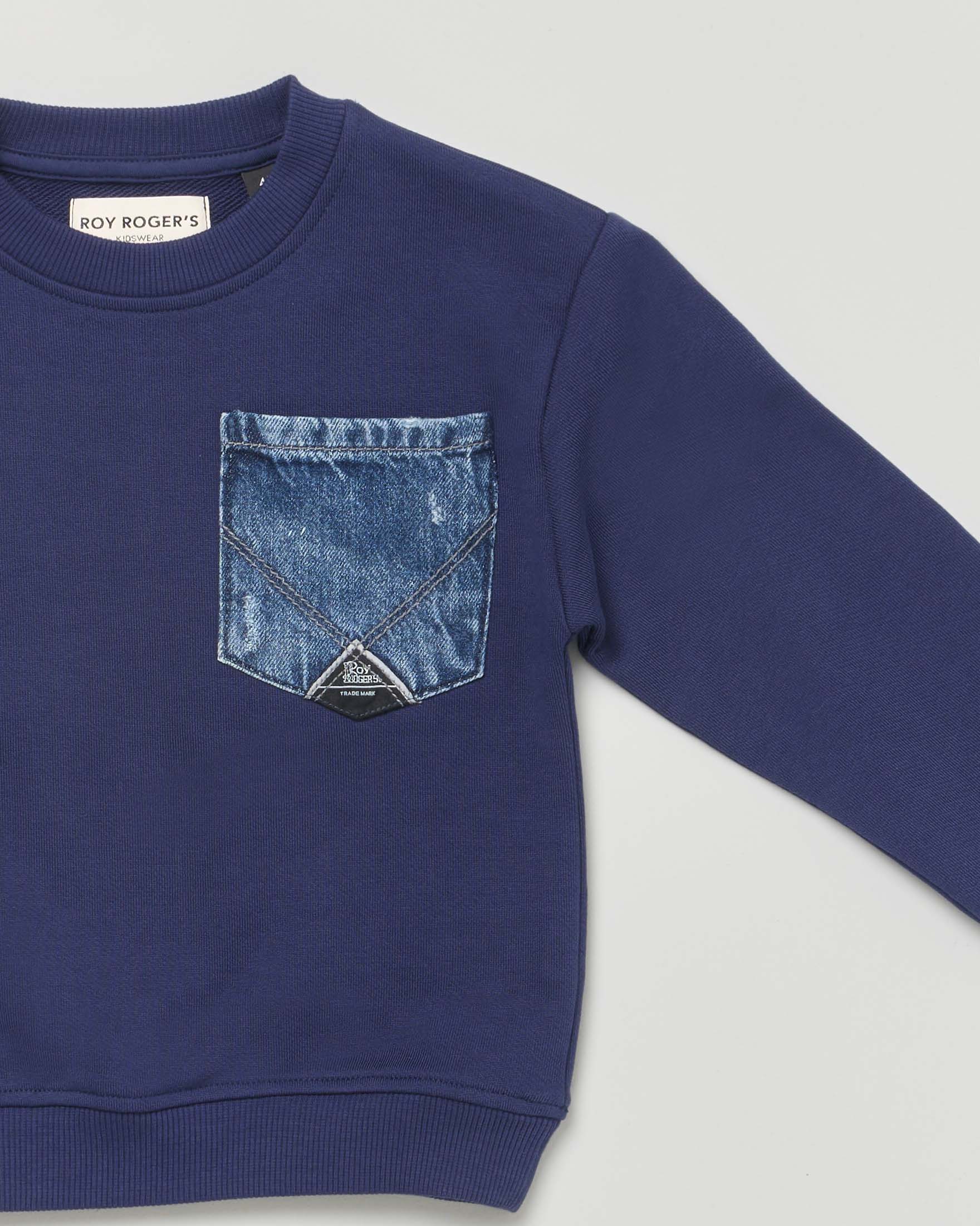 Felpa Roy Roger's blu in puro cotone con taschino jeans image