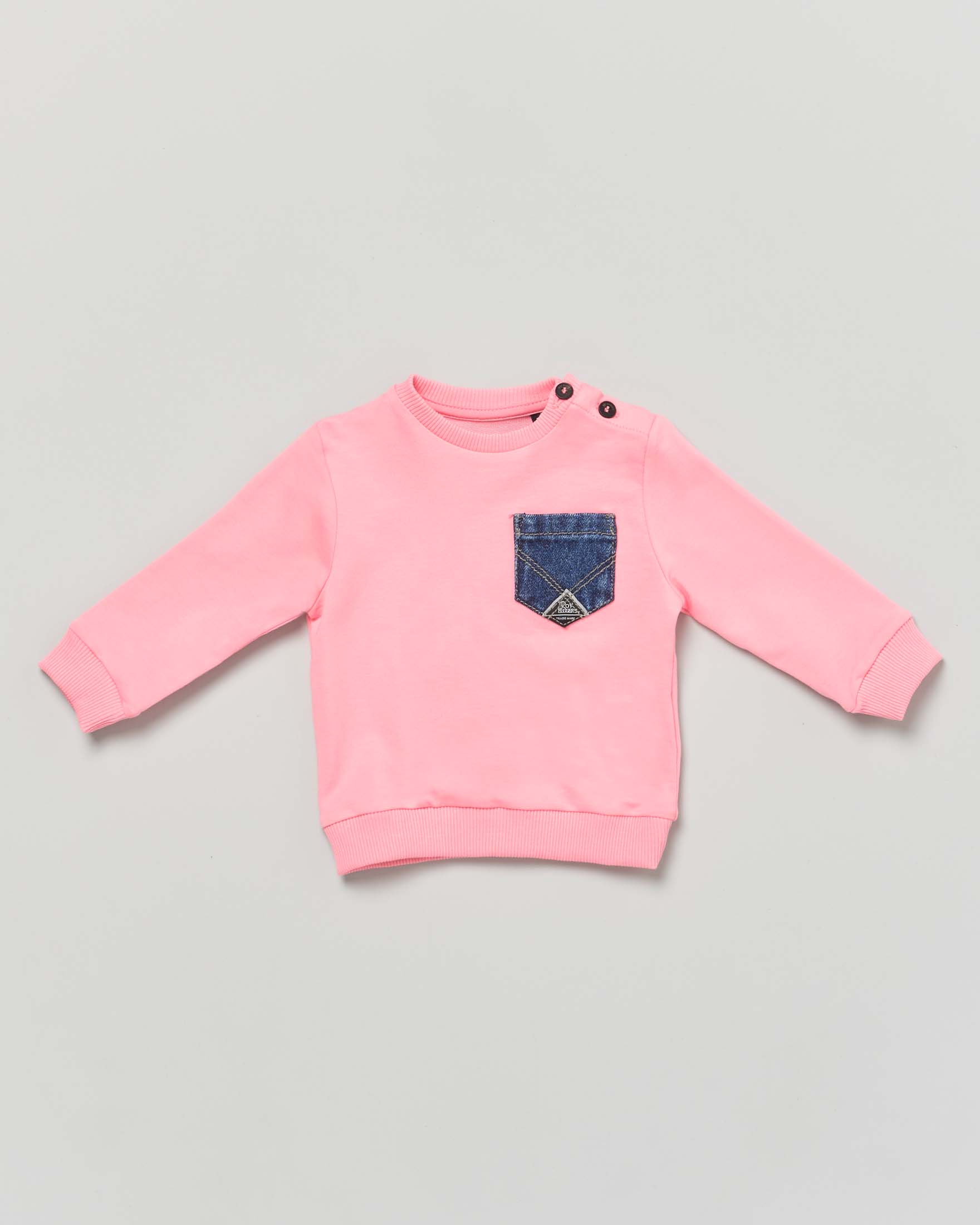 Felpa Roy Roger's rosa bubble in cotone stretch con taschino jeans