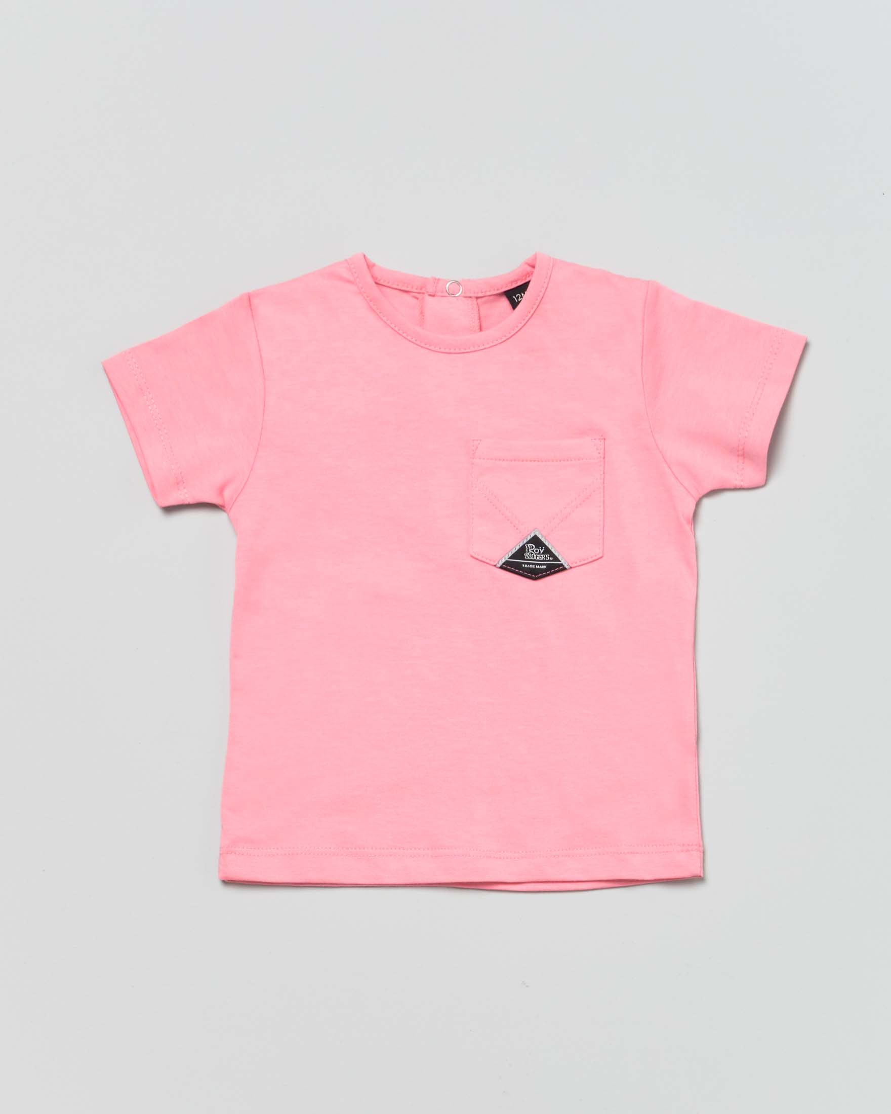 T-shirt Roy Roger's rosa mezza manica in puro cotone con taschino