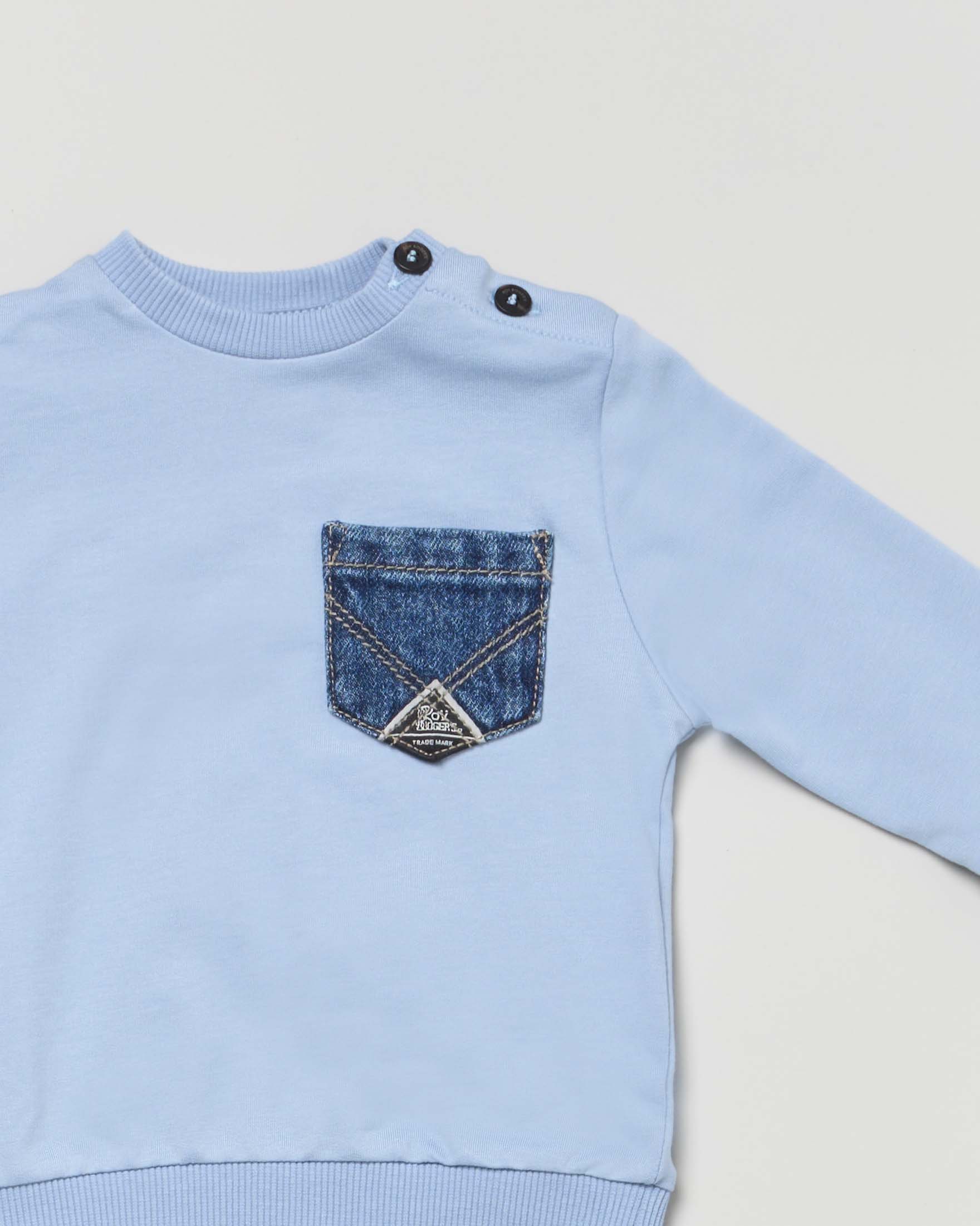 Felpa Roy Roger's azzurra in misto cotone con taschino jeans image