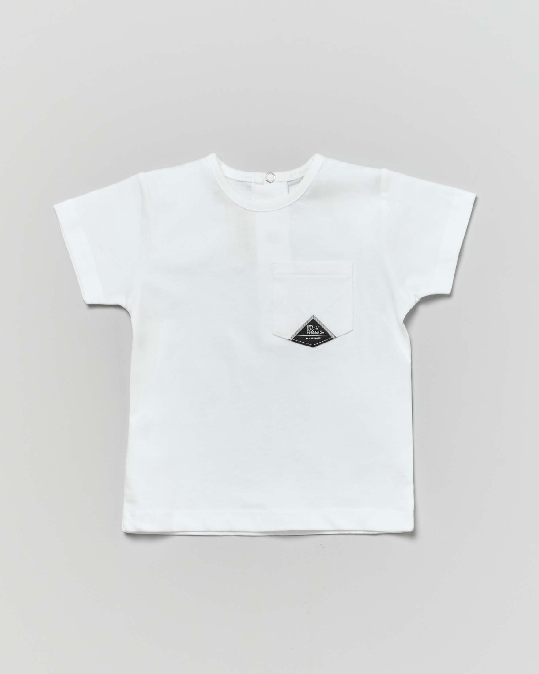 T-shirt Roy Roger's bianca mezza manica in puro cotone con taschino