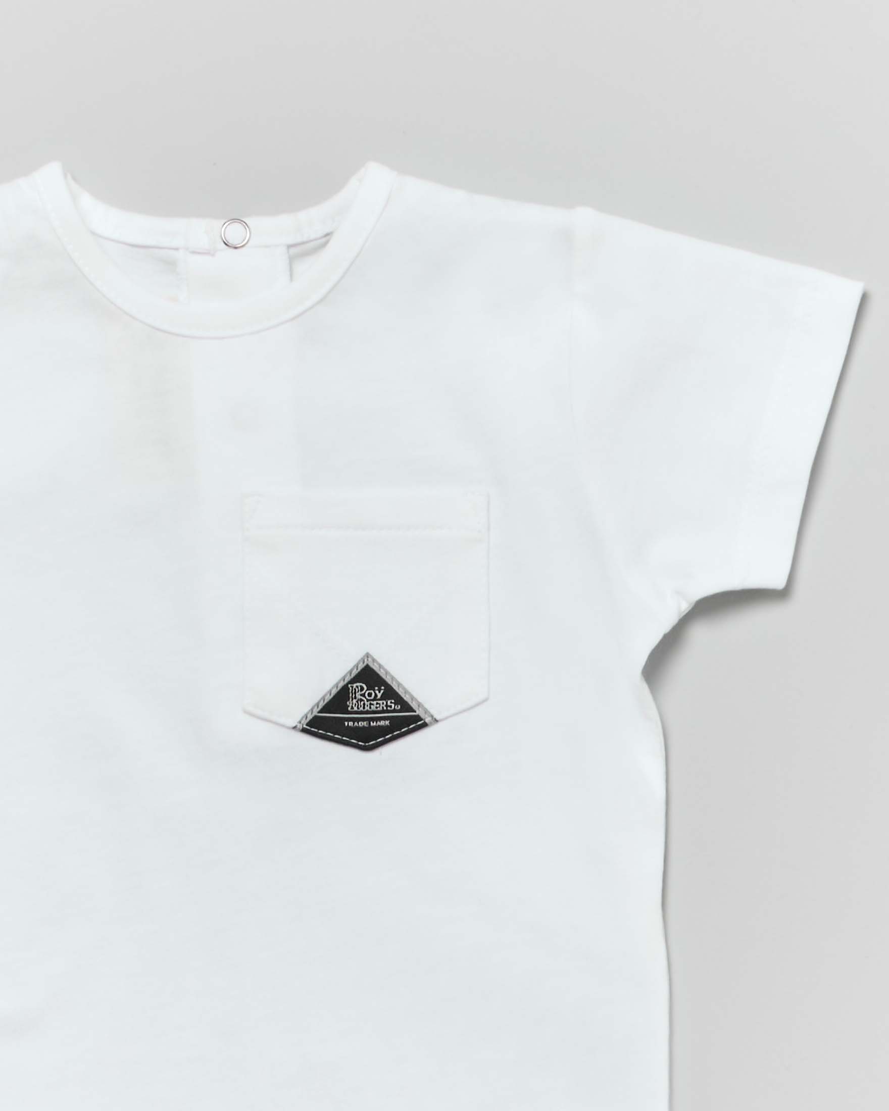 T-shirt Roy Roger's bianca mezza manica in puro cotone con taschino image