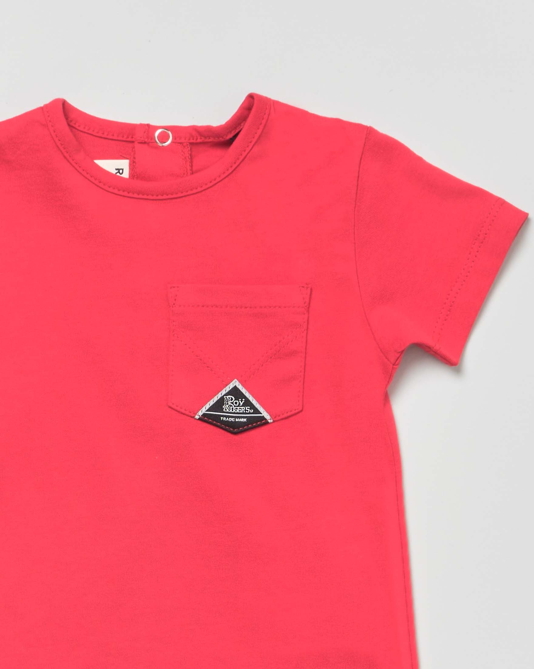T-shirt Roy Roger's rossa mezza manica in puro cotone con taschino image