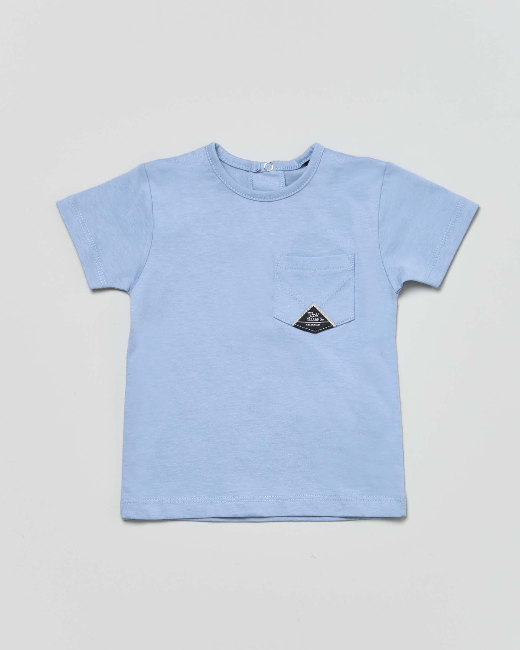T-shirt Roy Roger's azzurra mezza manica in puro cotone con taschino