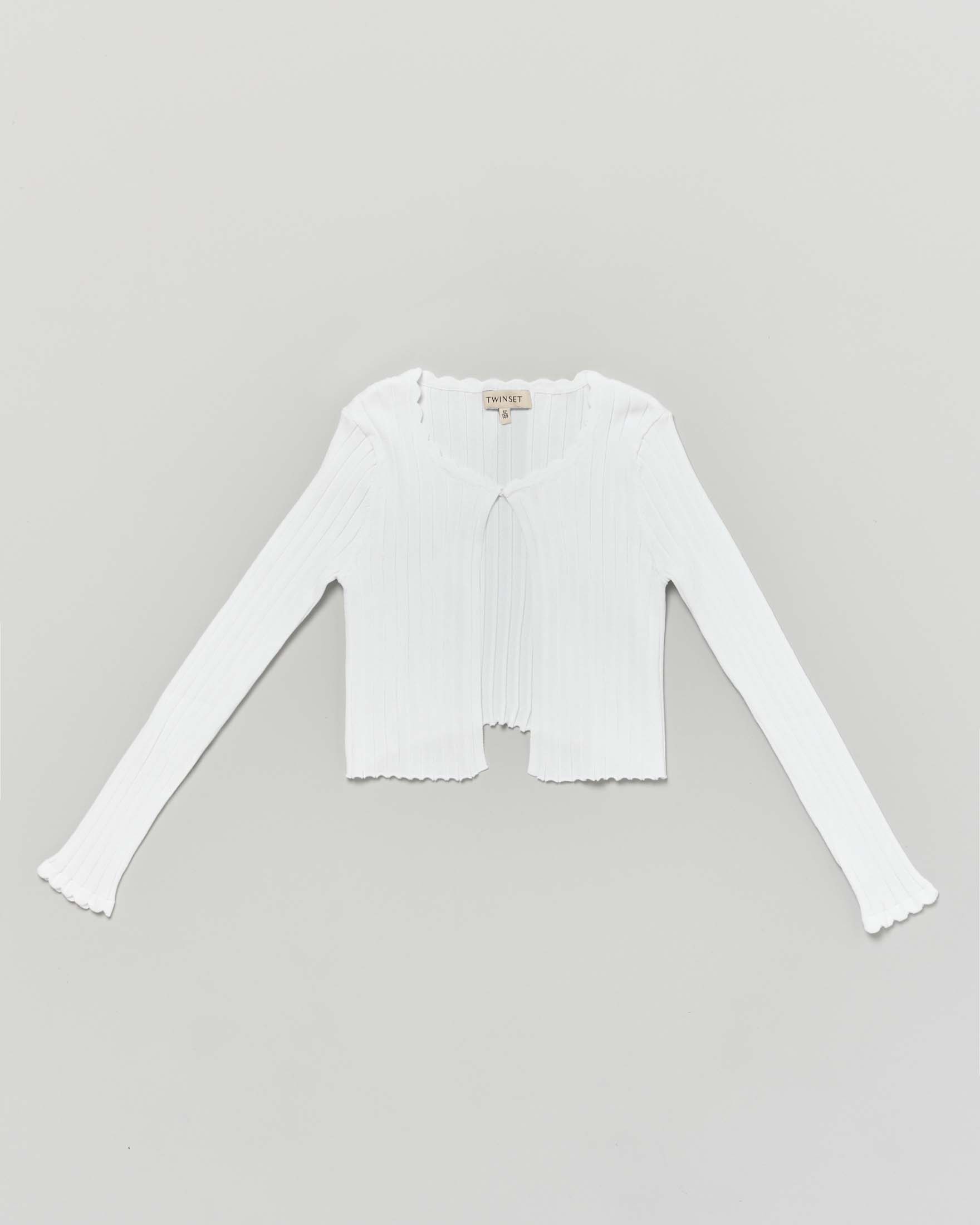 Cardigan in maglia a costine Twinset bianco