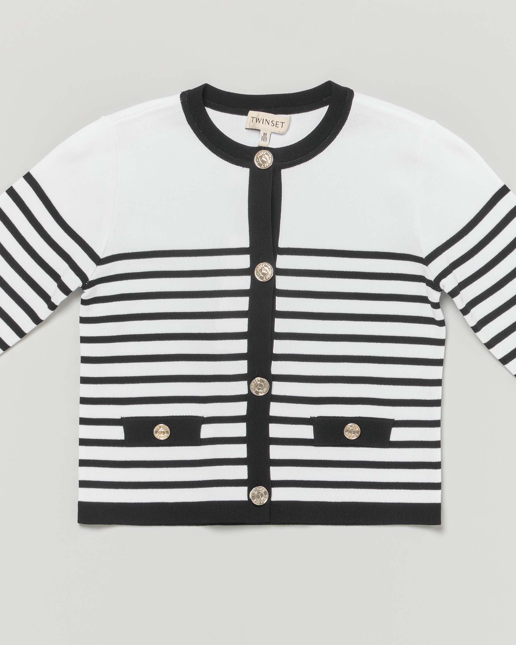 Giacca Twinset a righe bianche e nere con bottoni image