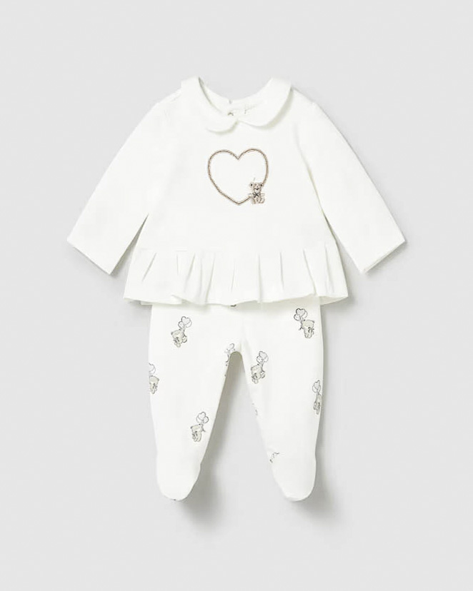 Completo Mayoral avorio con orsetti e volant