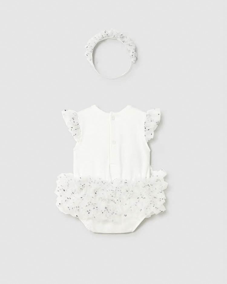 Body Mayoral bianco con tulle e fascia image