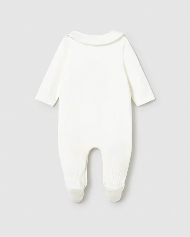 Tutina Mayoral avorio in cotone stretch con orsetto e bavaglino image