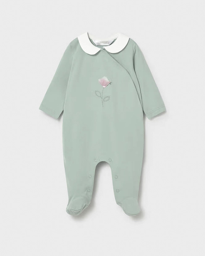 Tutina Mayoral verde acqua in cotone stretch con fiorellino