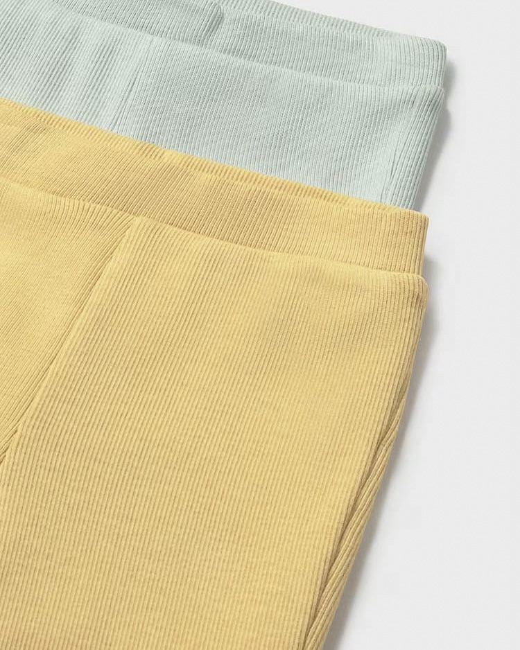 Set pantaloni Mayoral verde salvia e giallo ocra e cotone stretch image
