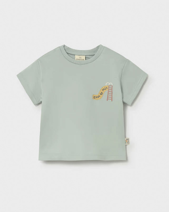 T-shirt verde salvia in puro cotone con scivolo