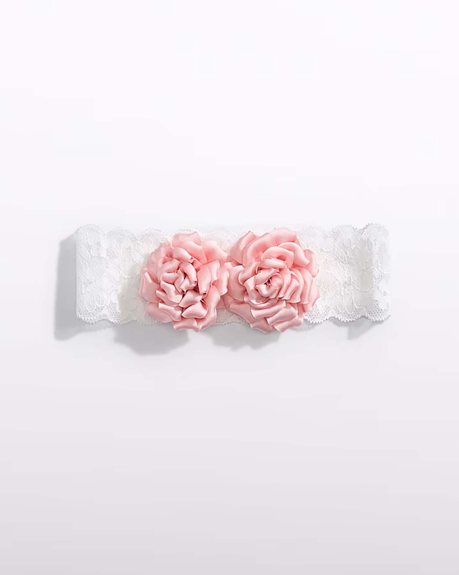 Fascia bianca ricamata con rose applicate