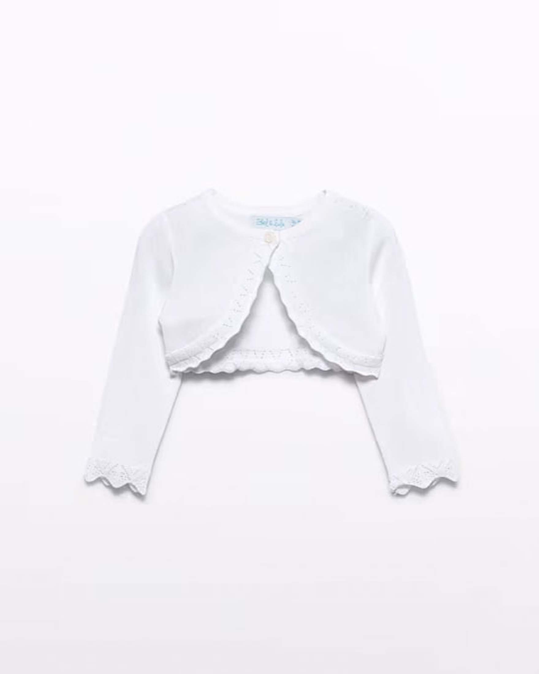 Cardigan bianco Abel & Lula lavorato tricot in viscosa con bottone gioiello image