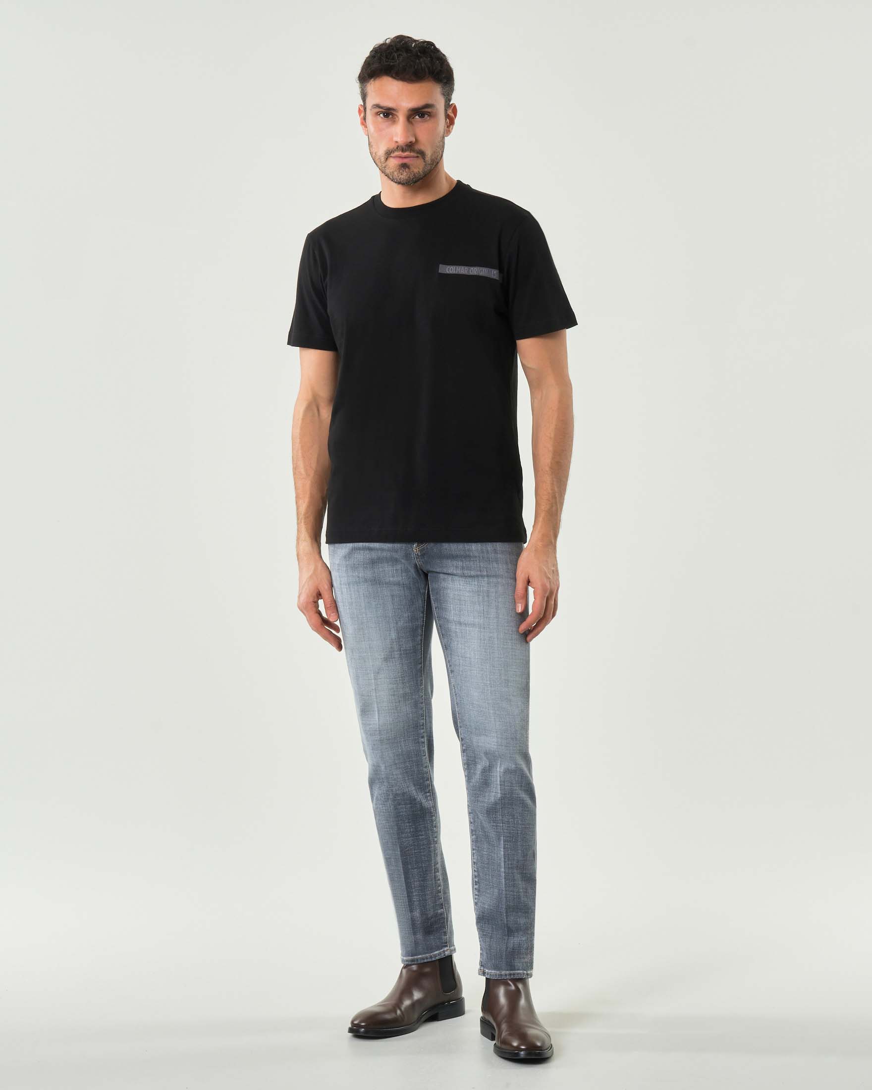 Jeans Scott carrot-fit lavaggio grigio super stone washed in cotone elasticizzato