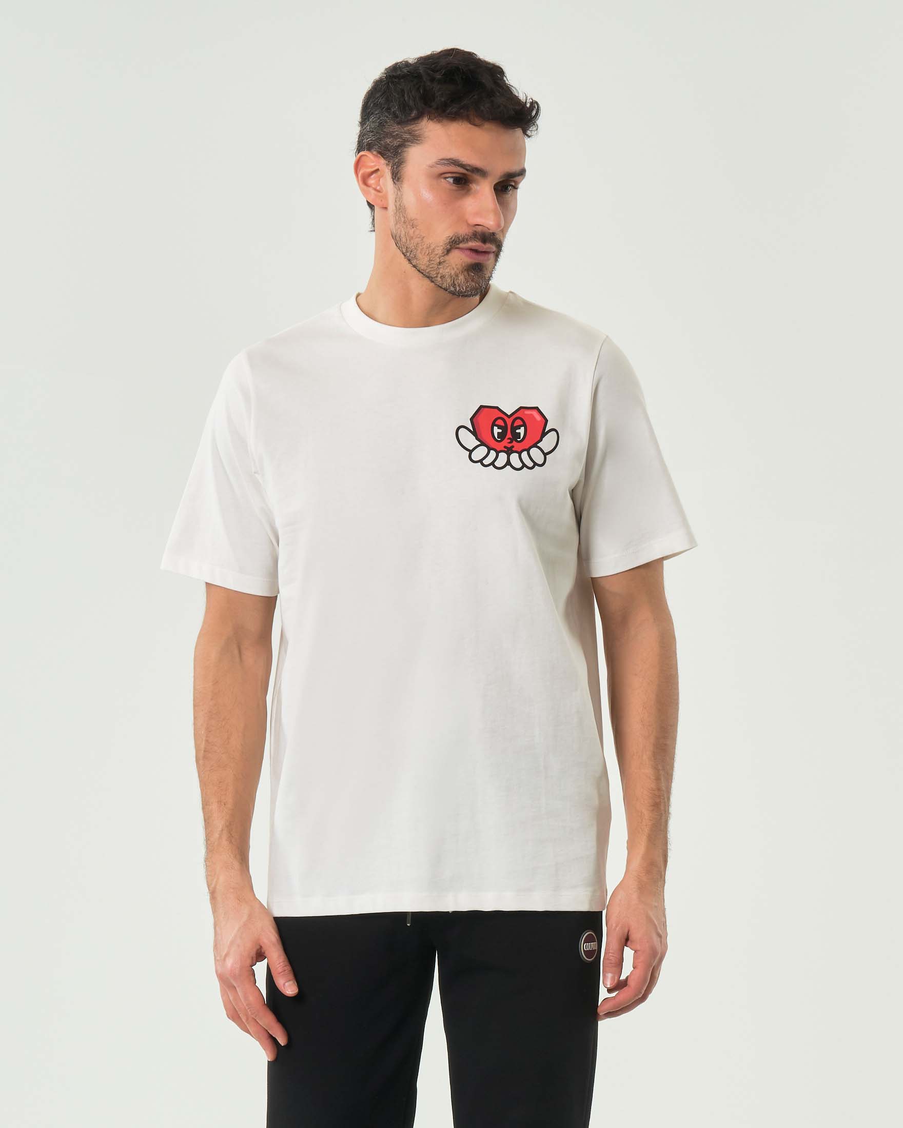 T-shirt bianca mezza manica Outhere con stampa grafica I Love You